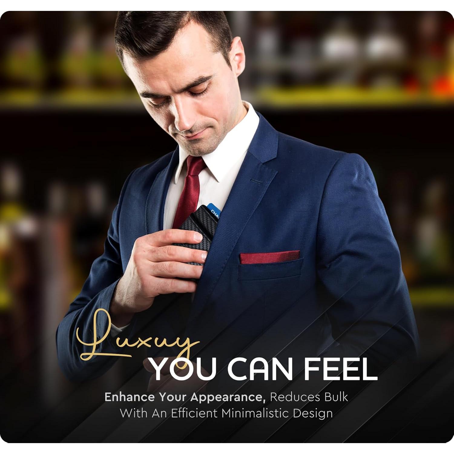 Cartera de Cuero Genuino para Hombre con Clip Magnético RFID