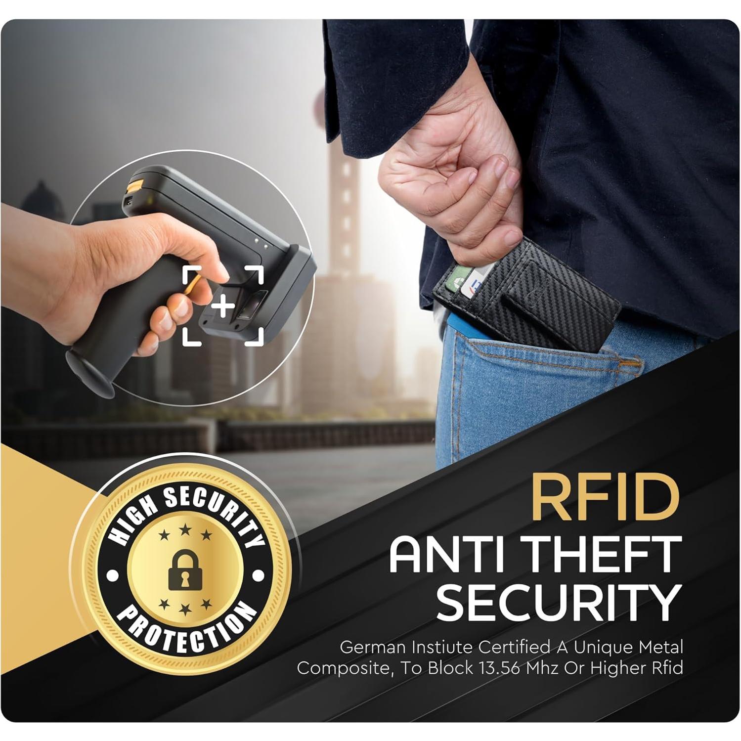 Cartera de Cuero Genuino para Hombre con Clip Magnético RFID