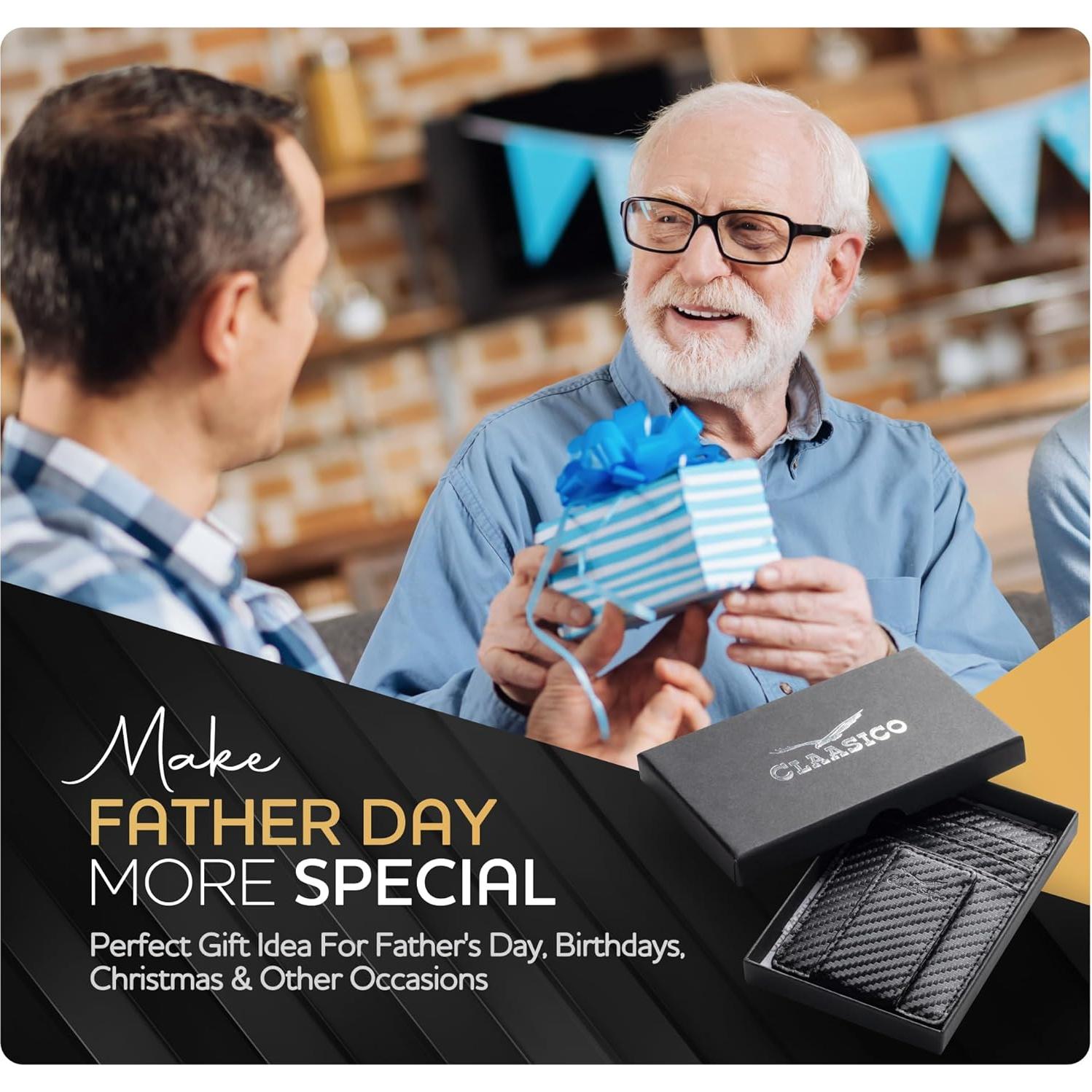 Cartera de Cuero Genuino para Hombre con Clip Magnético RFID