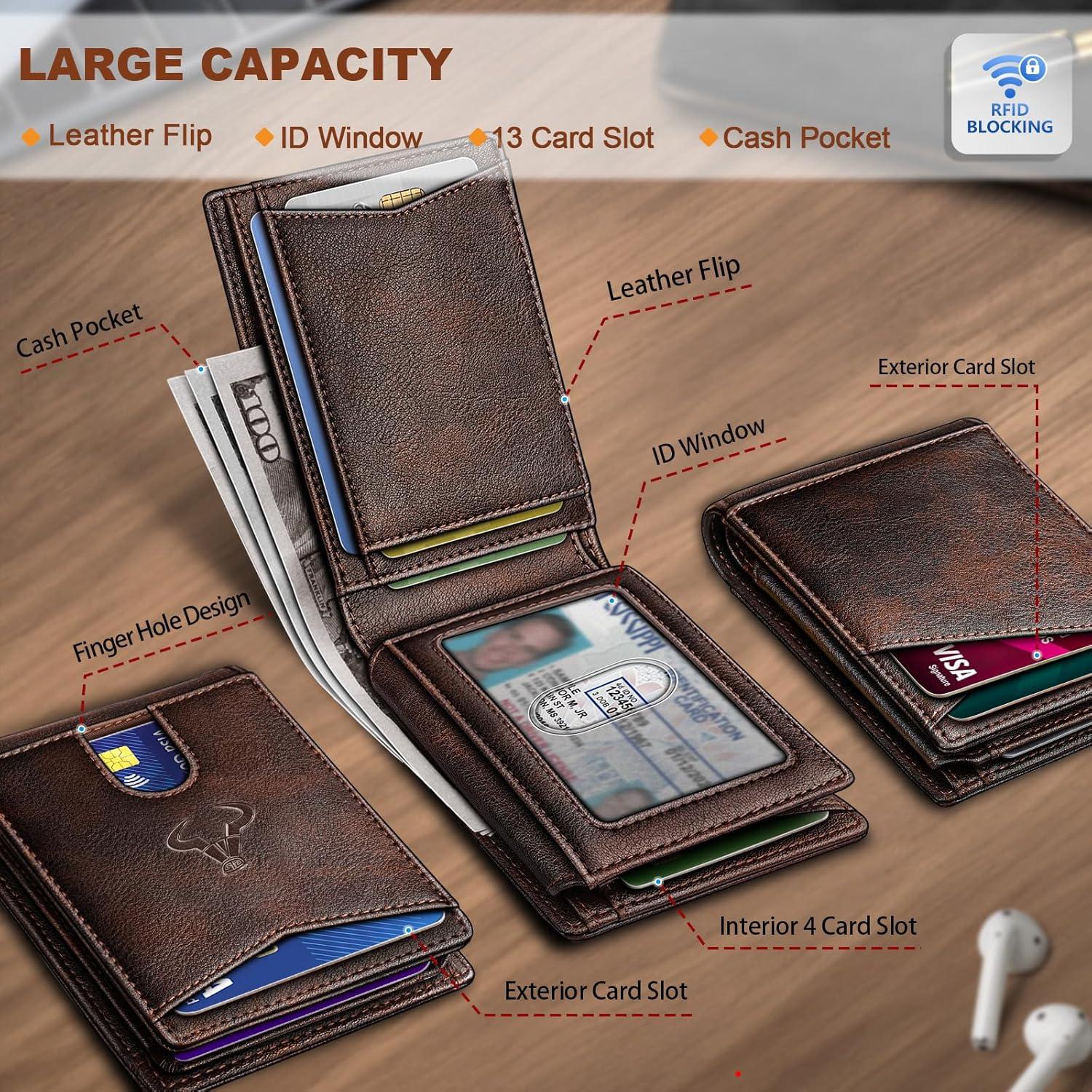 Billetera de Cuero Delgado Bulliant para Hombres con Bloqueo RFID