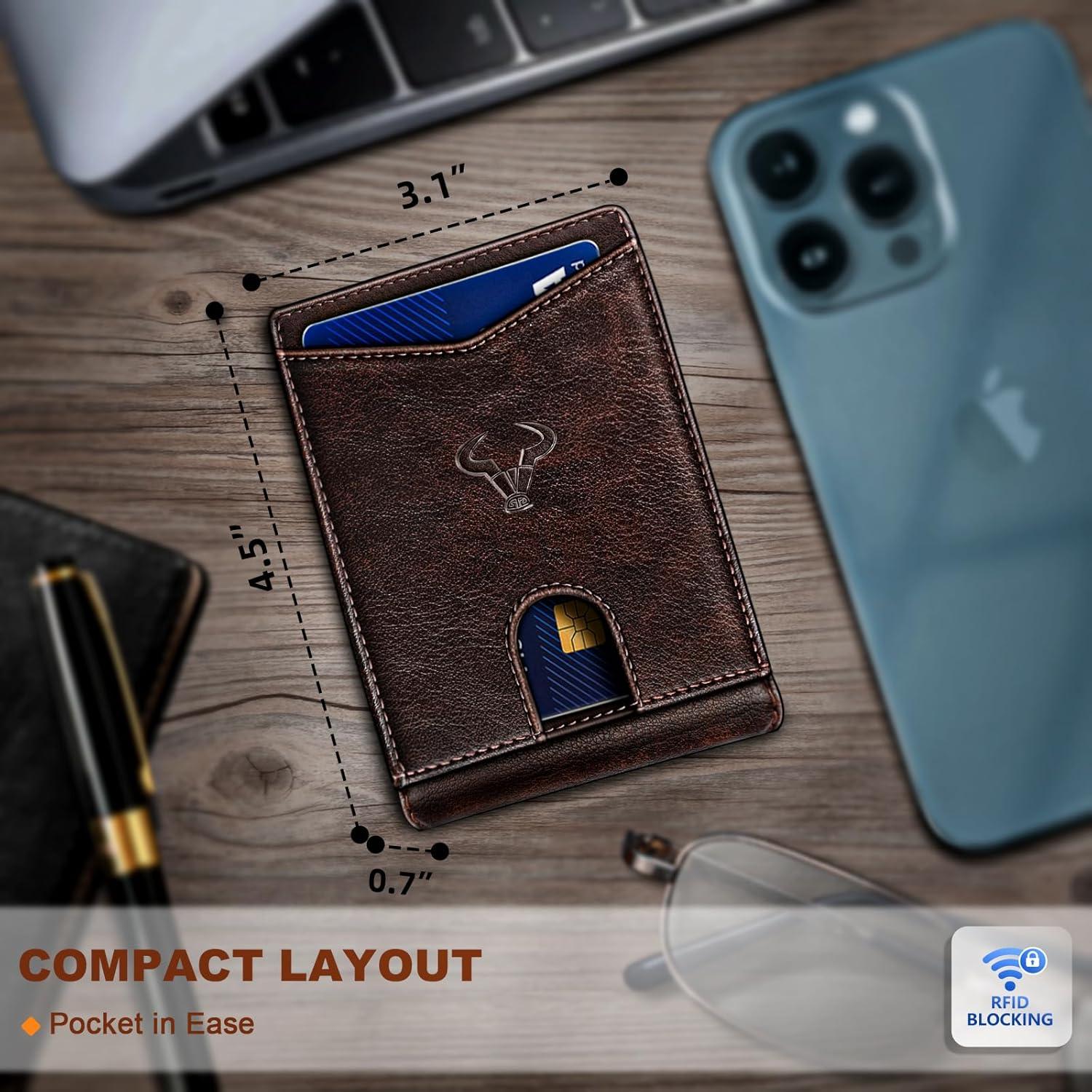 Billetera de Cuero Delgado Bulliant para Hombres con Bloqueo RFID