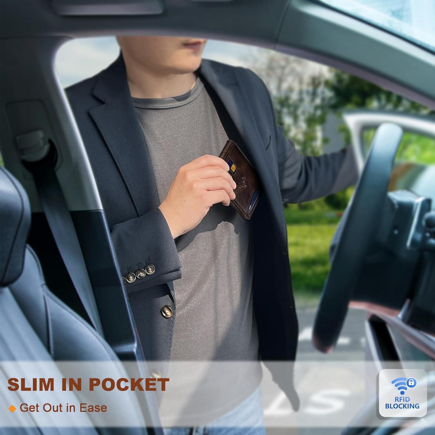 Billetera de Cuero Delgado Bulliant para Hombres con Bloqueo RFID