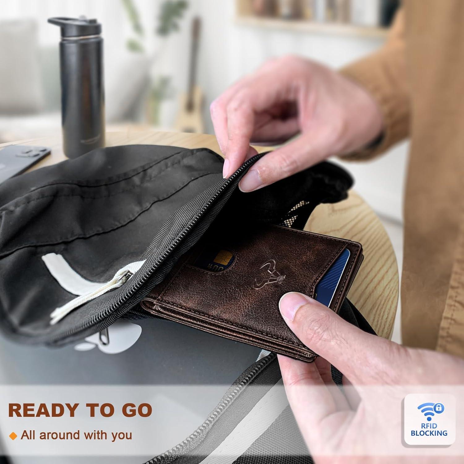 Billetera de Cuero Delgado Bulliant para Hombres con Bloqueo RFID