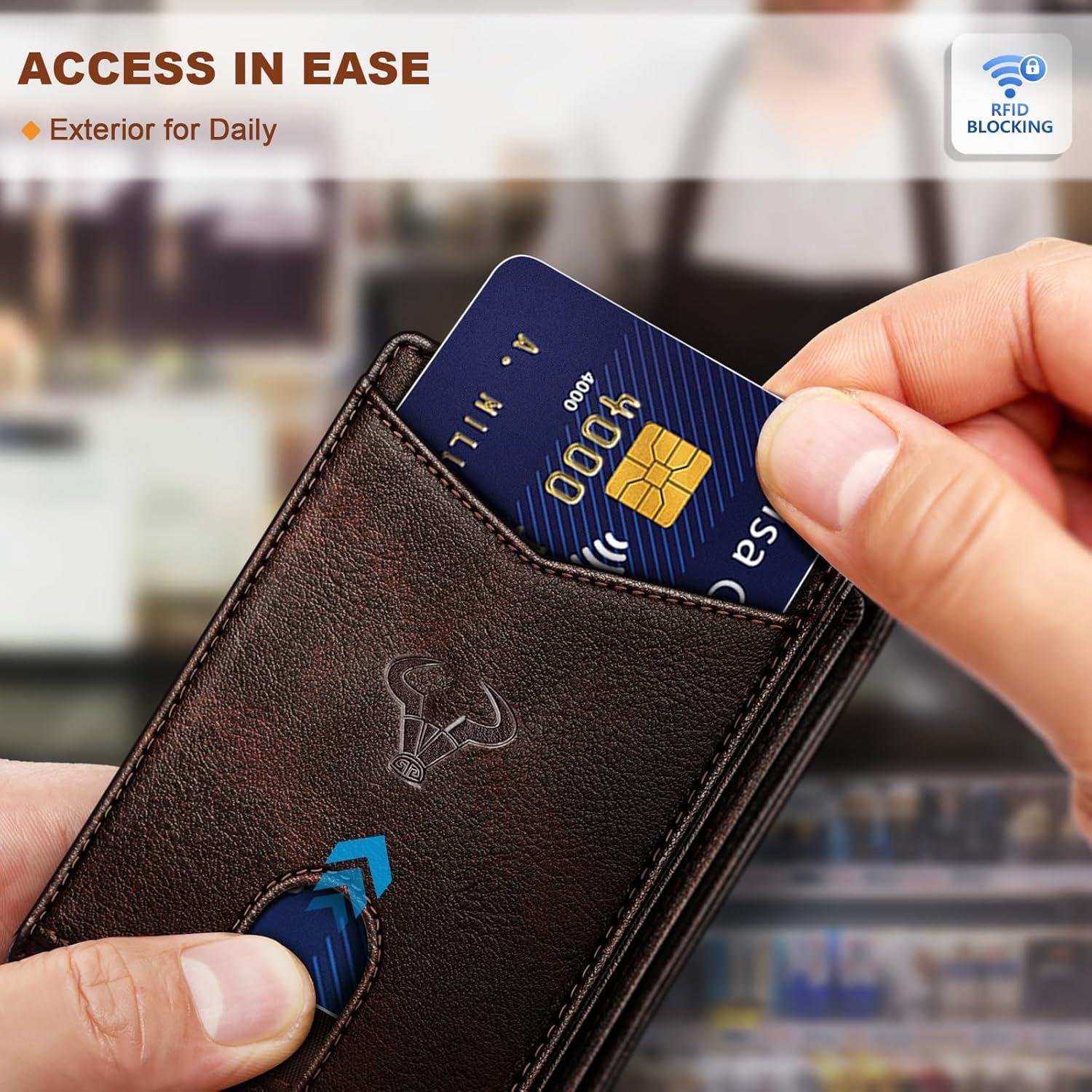 Billetera de Cuero Delgado Bulliant para Hombres con Bloqueo RFID