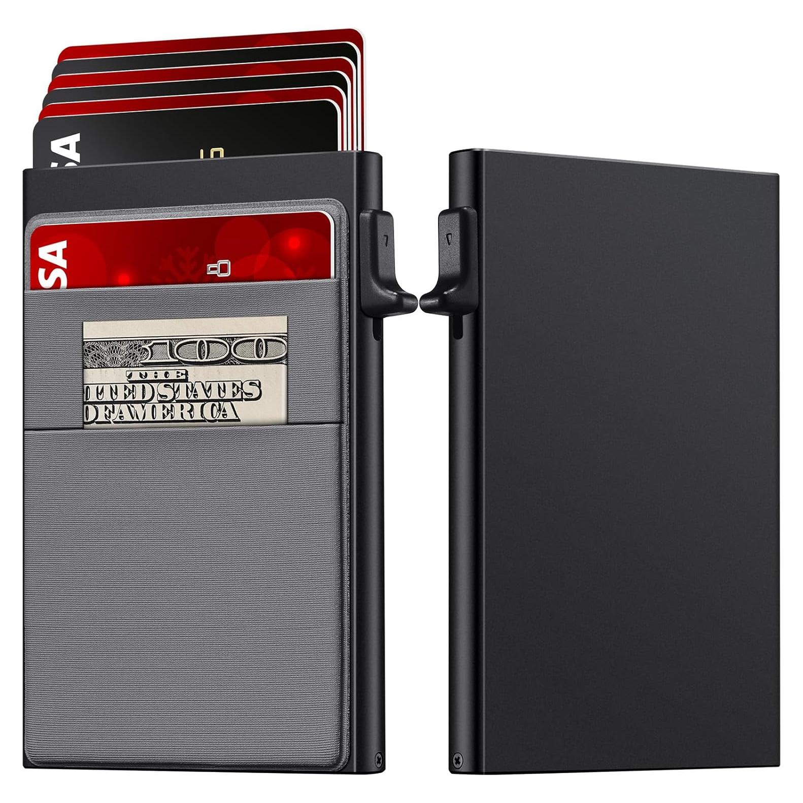 Billetera Minimalista GTWUP para Hombres con Bloqueo RFID - Negro y Gris