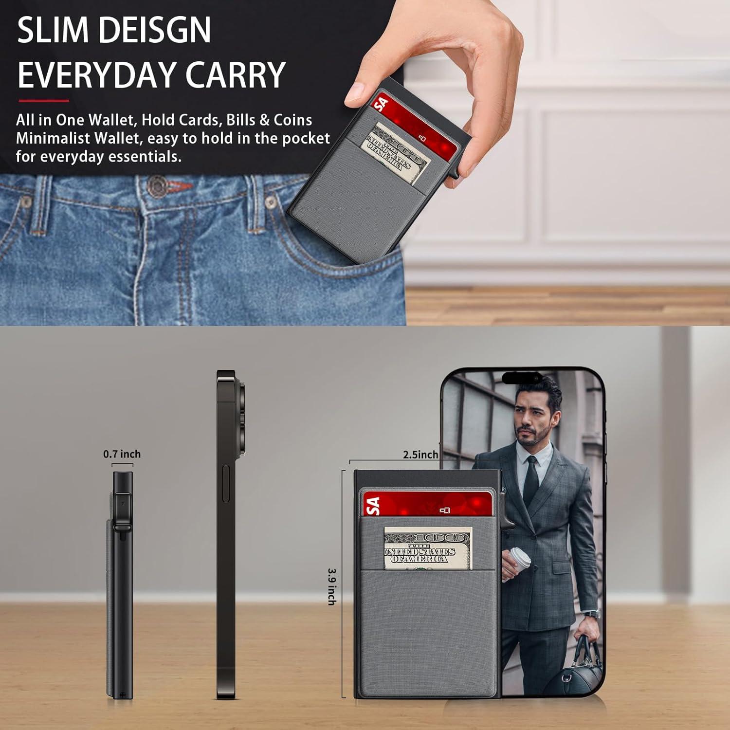 Billetera Minimalista GTWUP para Hombres con Bloqueo RFID - Negro y Gris