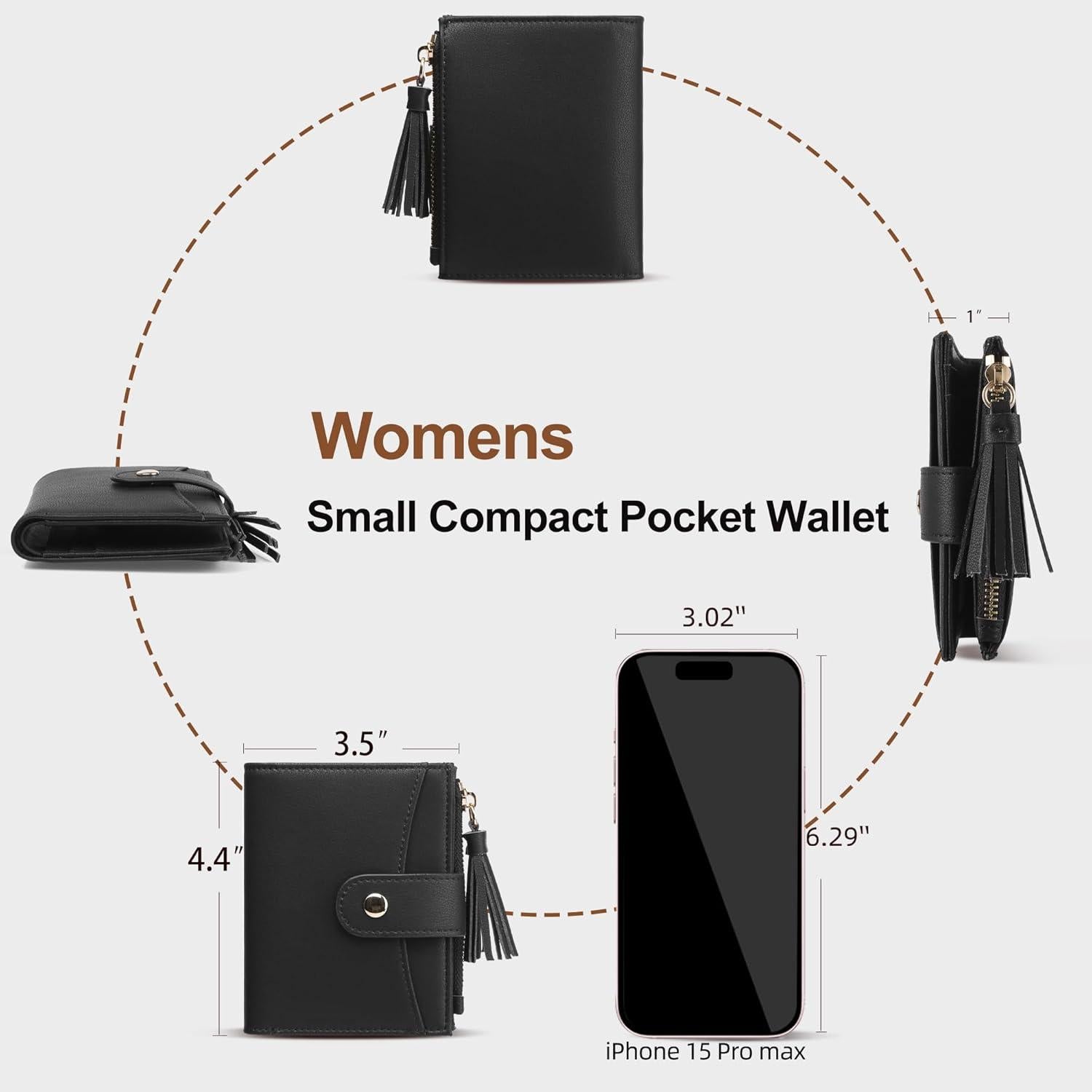 Billetera Pequeña YIIJAY para Mujeres con Bloqueo RFID - Negro