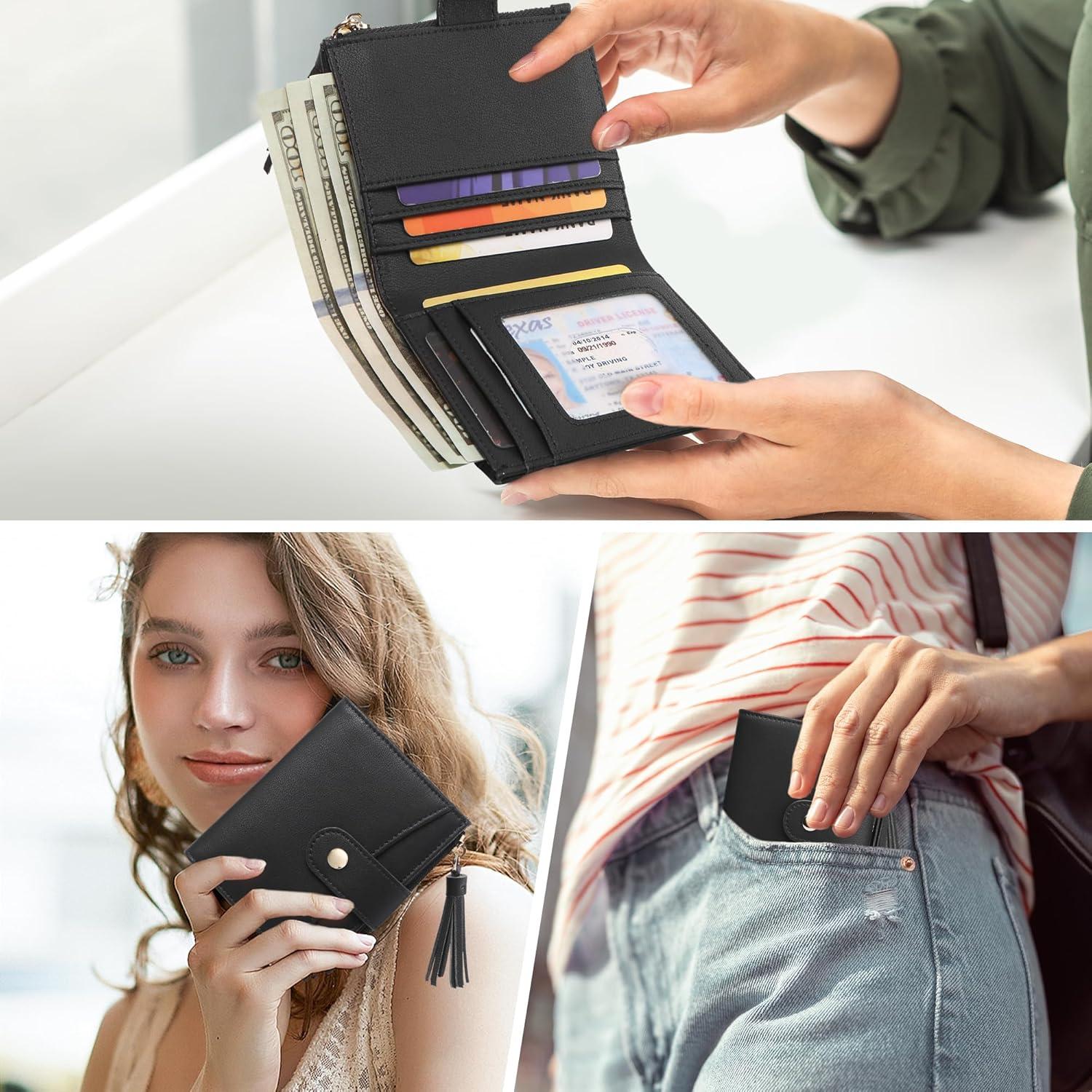 Billetera Pequeña YIIJAY para Mujeres con Bloqueo RFID - Negro