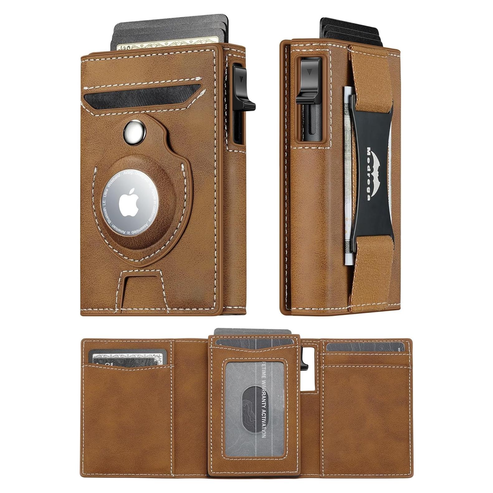 Billetera Inteligente Airtag de Cuero Marrón para Hombres