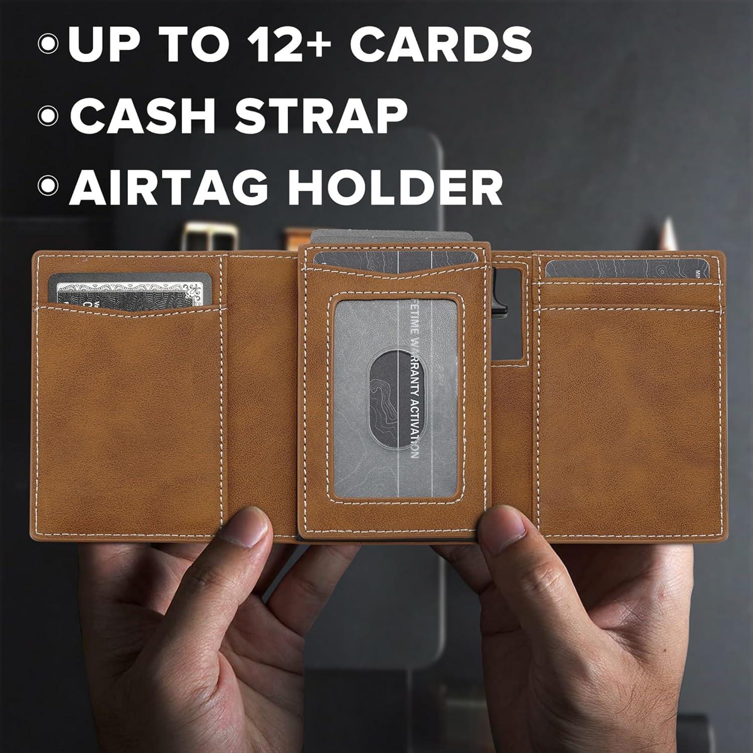 Billetera Inteligente Airtag de Cuero Marrón para Hombres