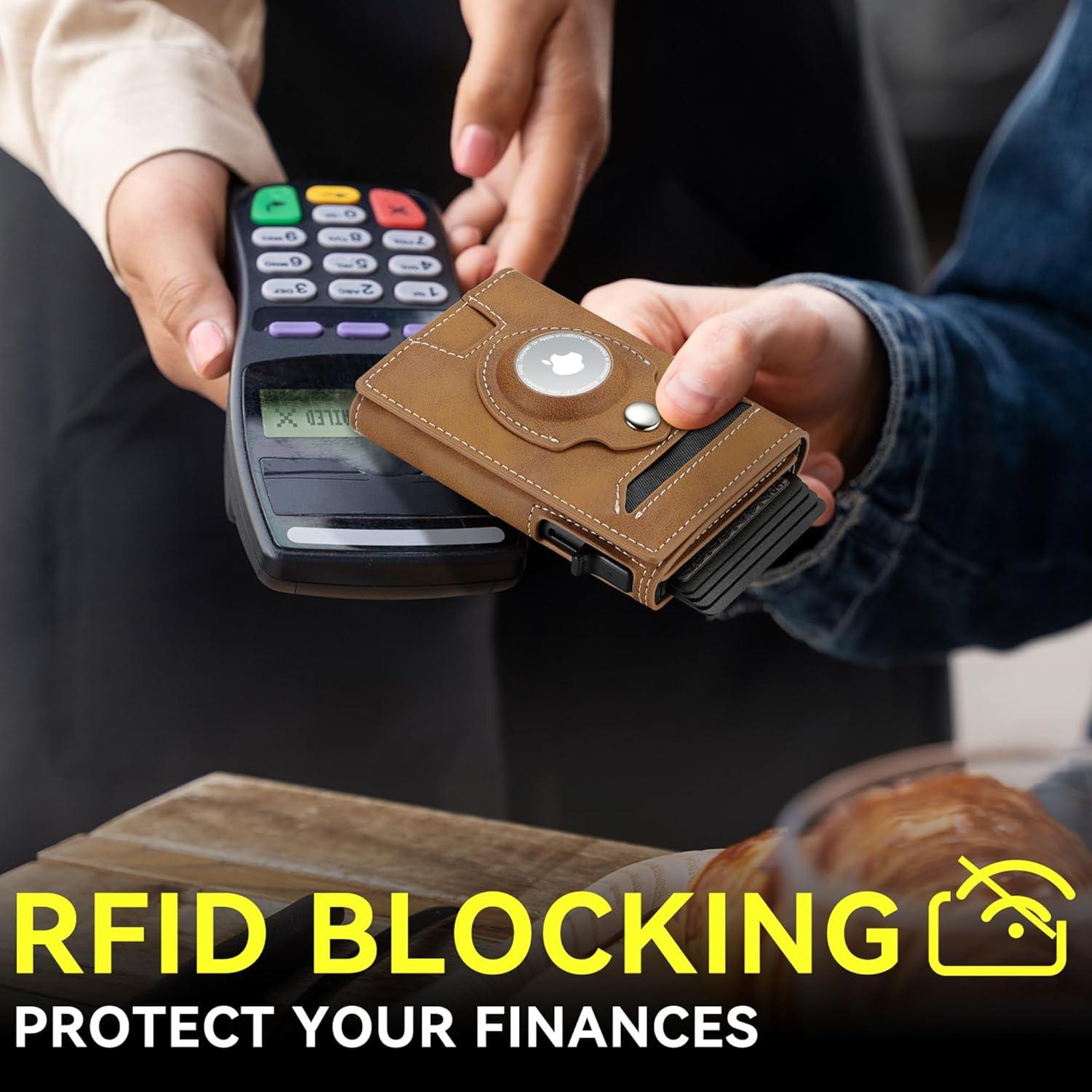 Billetera Inteligente Airtag de Cuero Marrón para Hombres