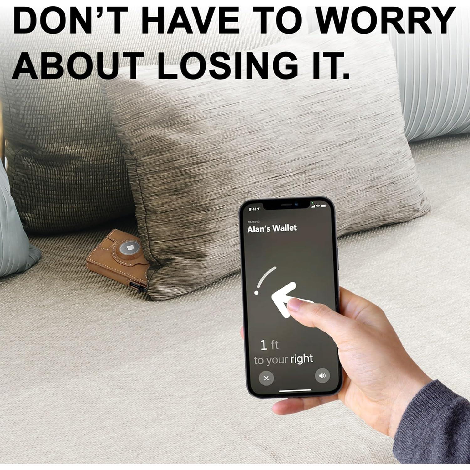 Billetera Inteligente Airtag de Cuero Marrón para Hombres