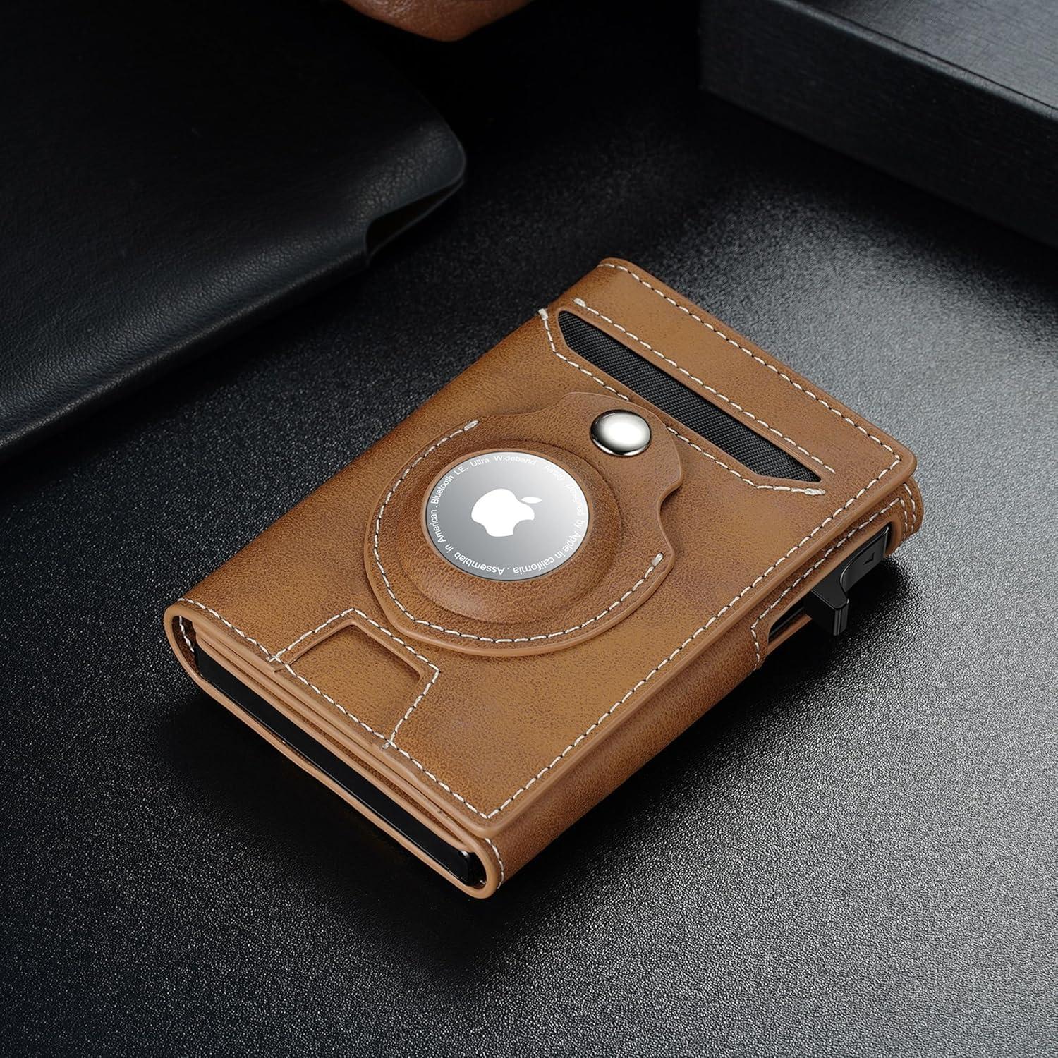 Billetera Inteligente Airtag de Cuero Marrón para Hombres