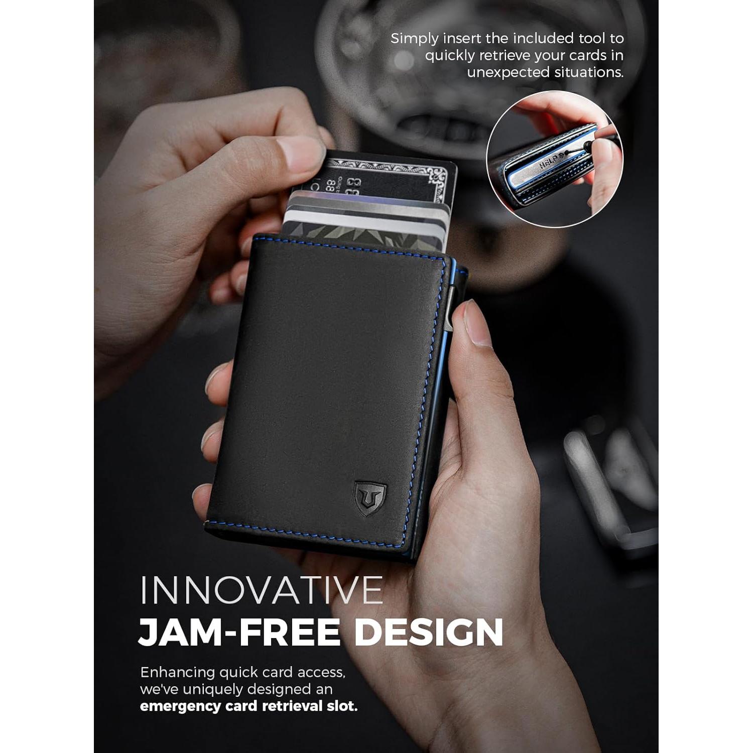 Billetera Minimalista LORZOR para Hombres Cuero RFID Slim