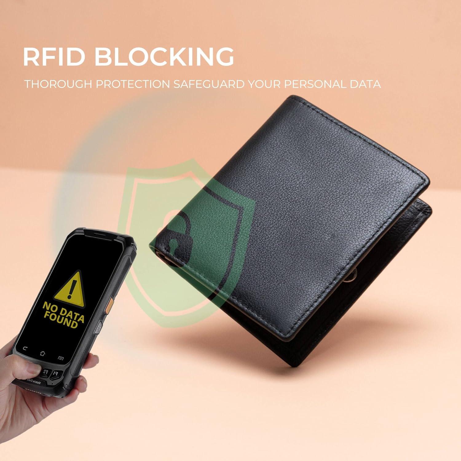 Cartera RFID Bveyzi Ultra Slim de Cuero para Mujeres - Negra