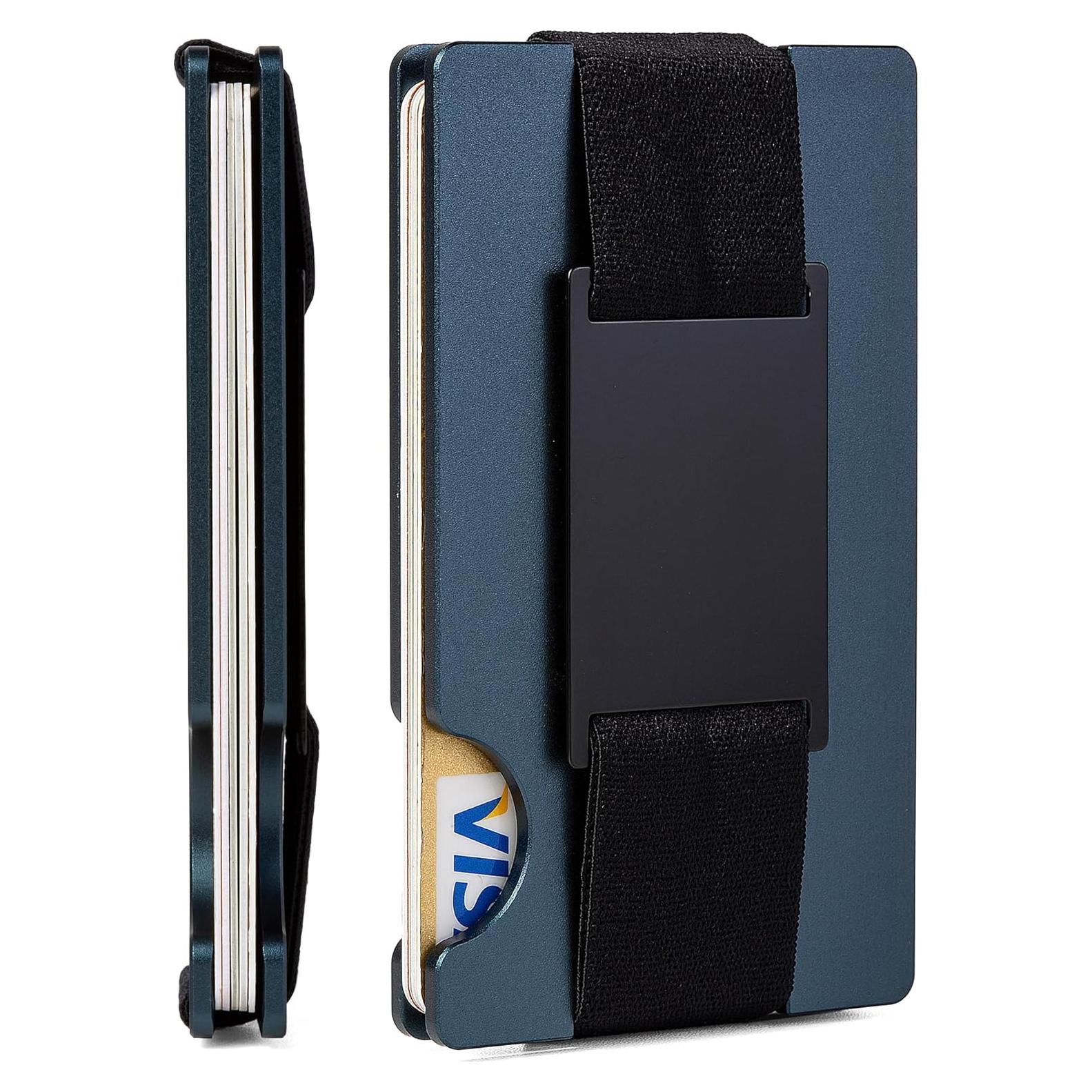 Billetera Minimalista Golridi para Hombres con Bloqueo RFID Azul