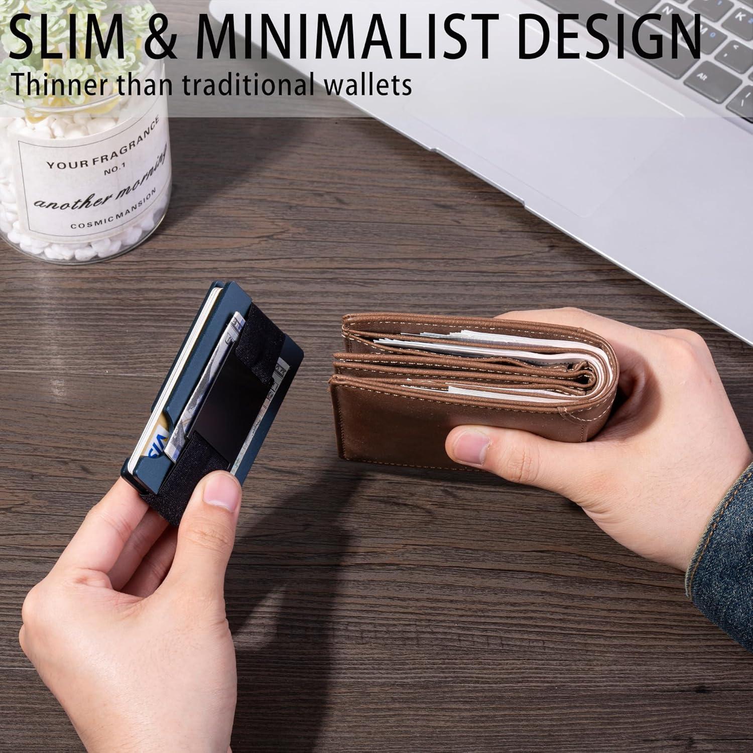 Billetera Minimalista Golridi para Hombres con Bloqueo RFID Azul