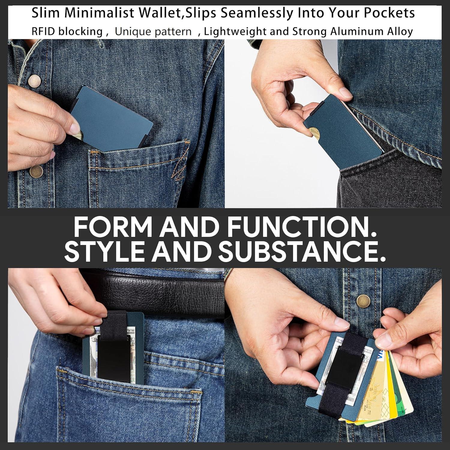 Billetera Minimalista Golridi para Hombres con Bloqueo RFID Azul