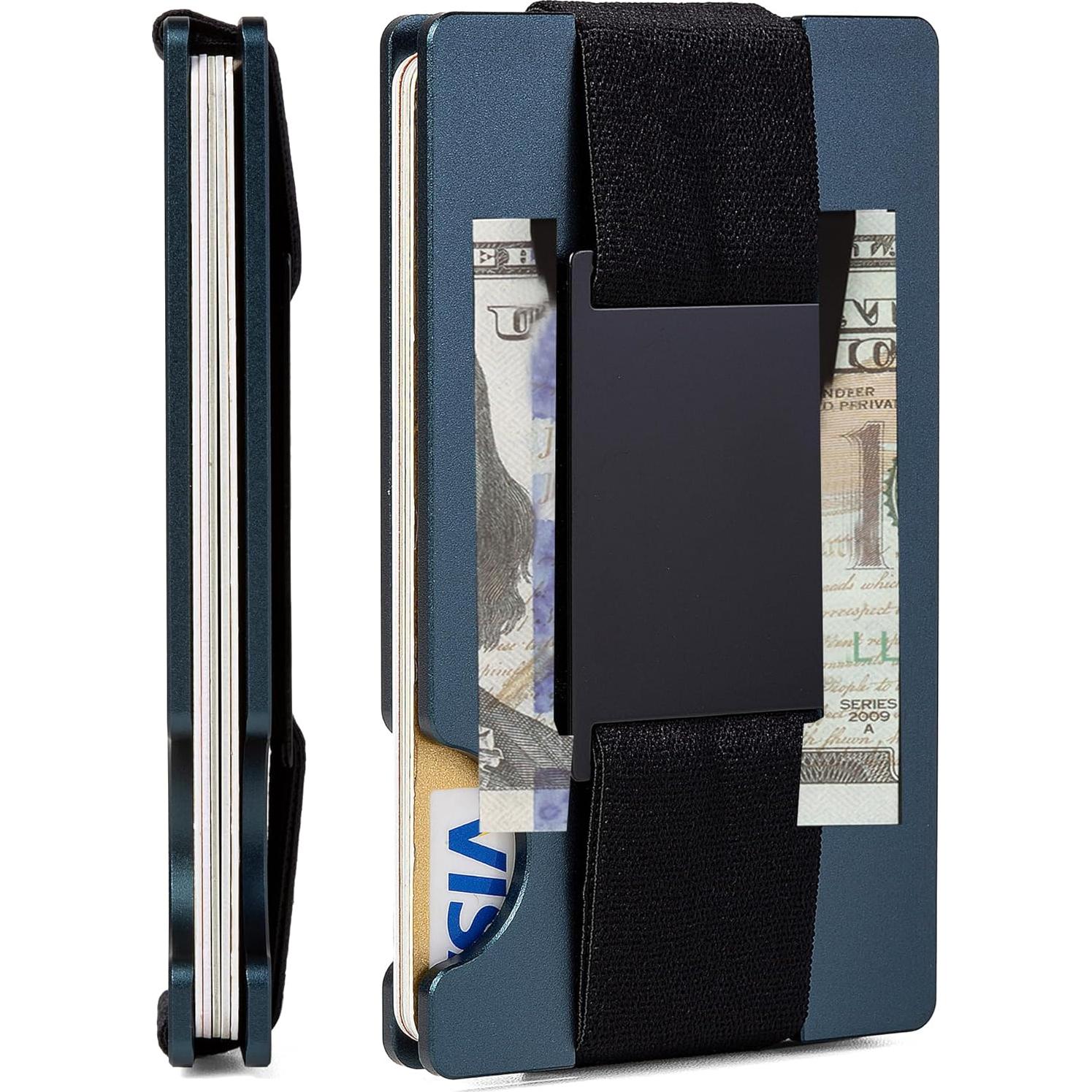 Billetera Minimalista Golridi para Hombres con Bloqueo RFID Azul