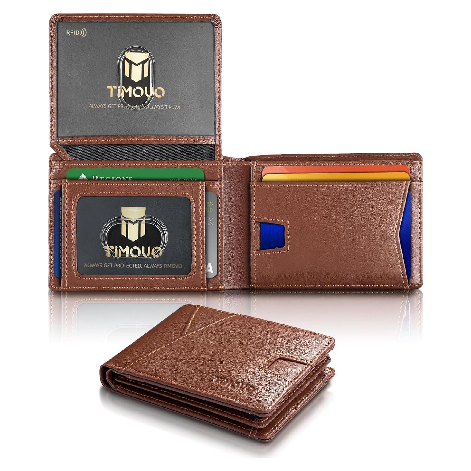 Cartera Bifold TiMOVO para Hombres con Bloqueo RFID - Marrón Oscuro