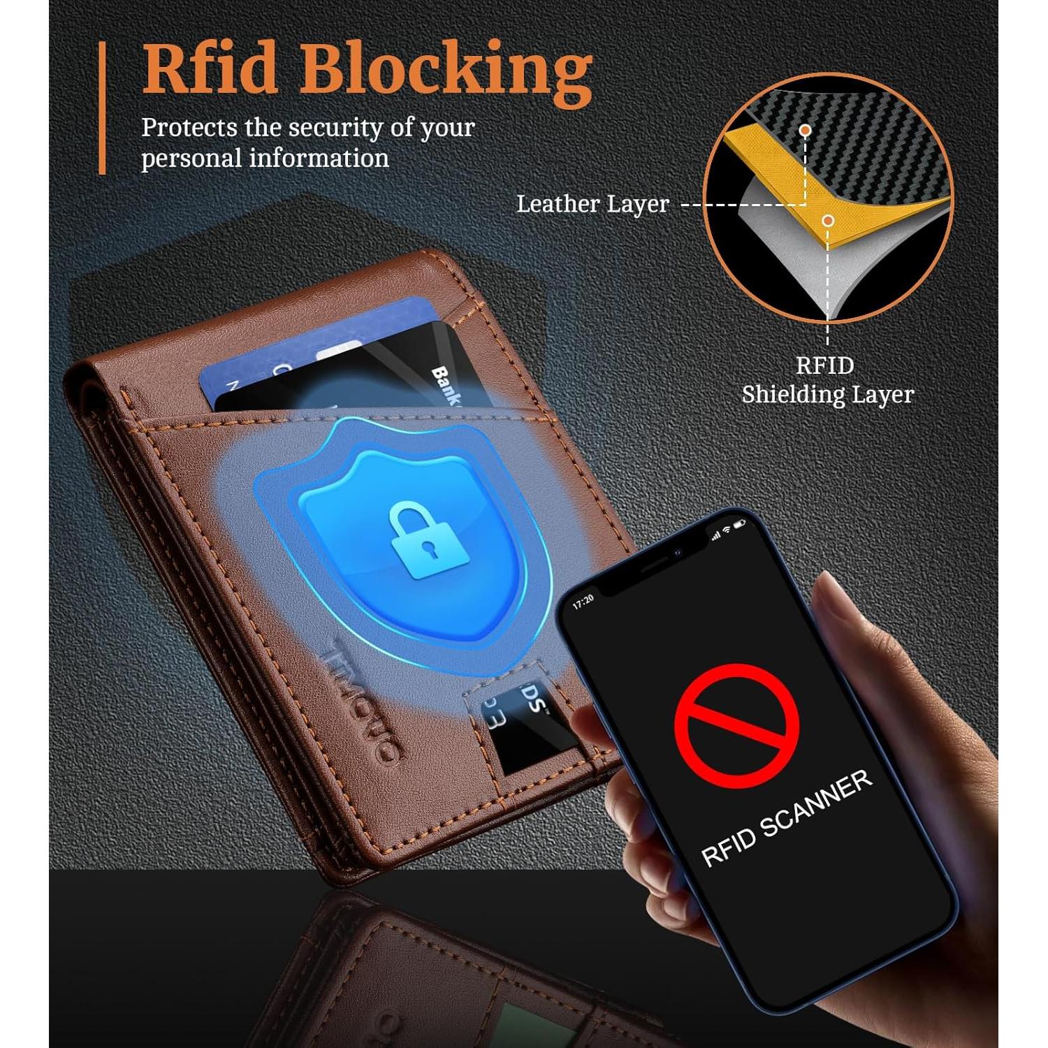 Cartera Bifold TiMOVO para Hombres con Bloqueo RFID - Marrón Oscuro