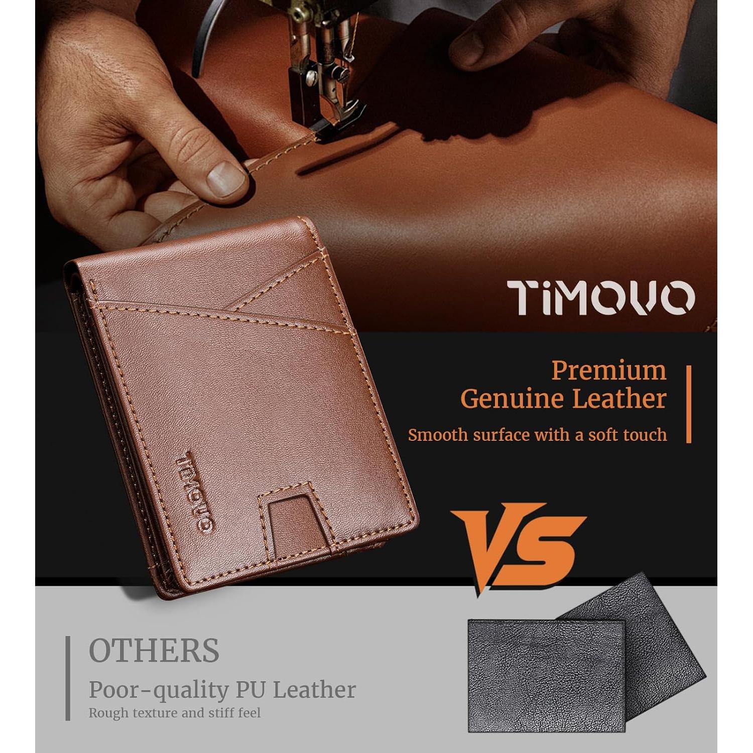 Cartera Bifold TiMOVO para Hombres con Bloqueo RFID - Marrón Oscuro