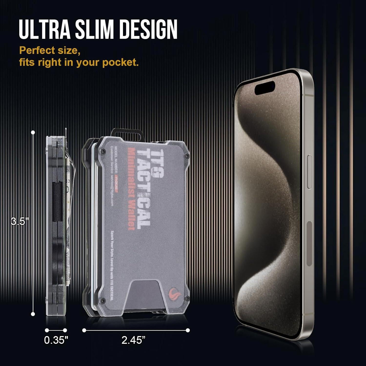 Cartera Táctica Minimalista RFID 1T Verde con Clip de Dinero