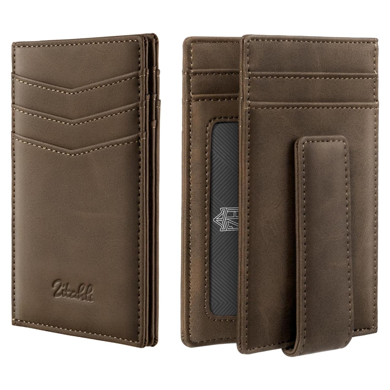 Billetera Slim Zitahli para Hombres - Cuero Bifold RFID 12 Tarjetas