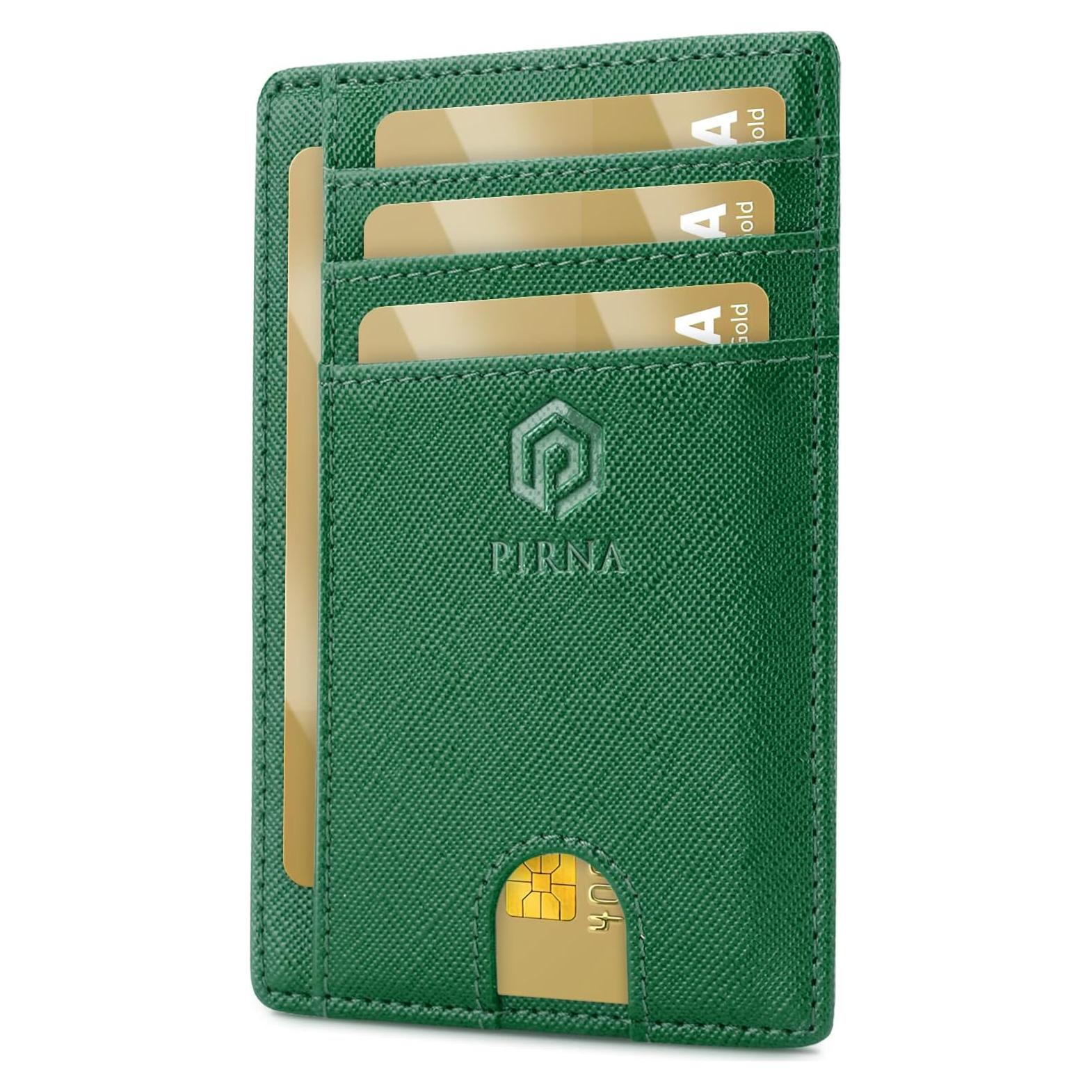 Billetera delgada PIRNA para hombres con bloqueo RFID - Verde Pino