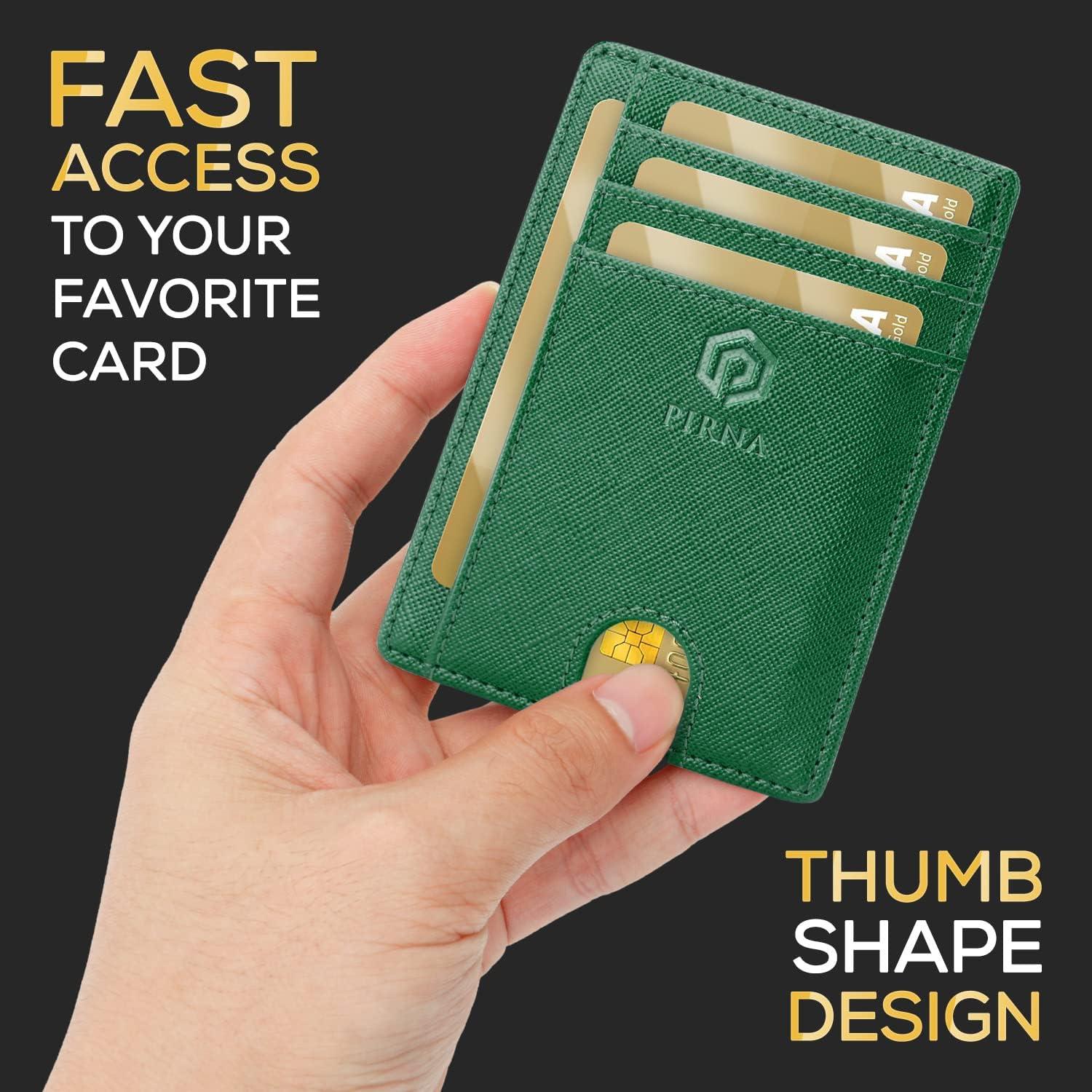 Billetera delgada PIRNA para hombres con bloqueo RFID - Verde Pino