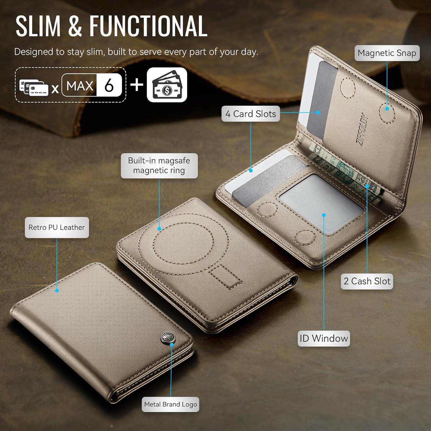 Billetera delgada RFID ZipFoldy Titanio para Hombres y Mujeres