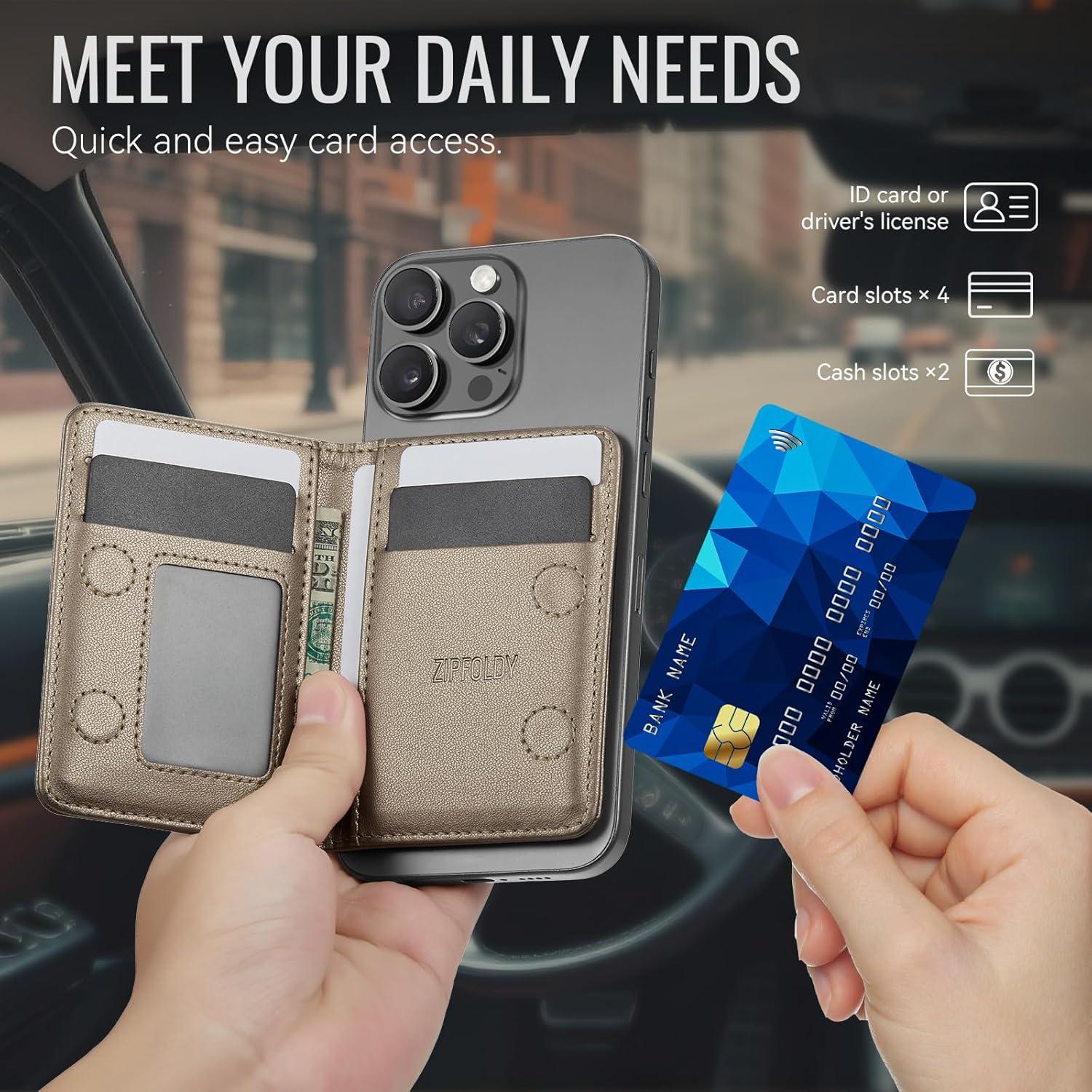 Billetera delgada RFID ZipFoldy Titanio para Hombres y Mujeres