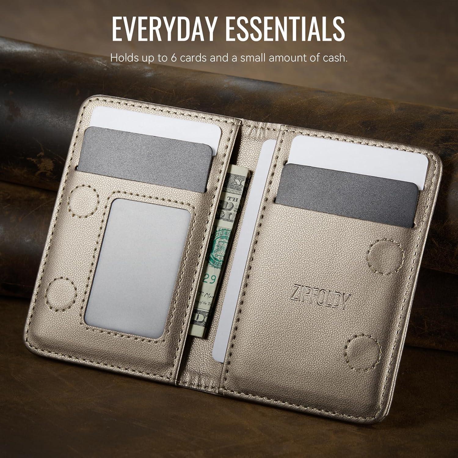 Billetera delgada RFID ZipFoldy Titanio para Hombres y Mujeres