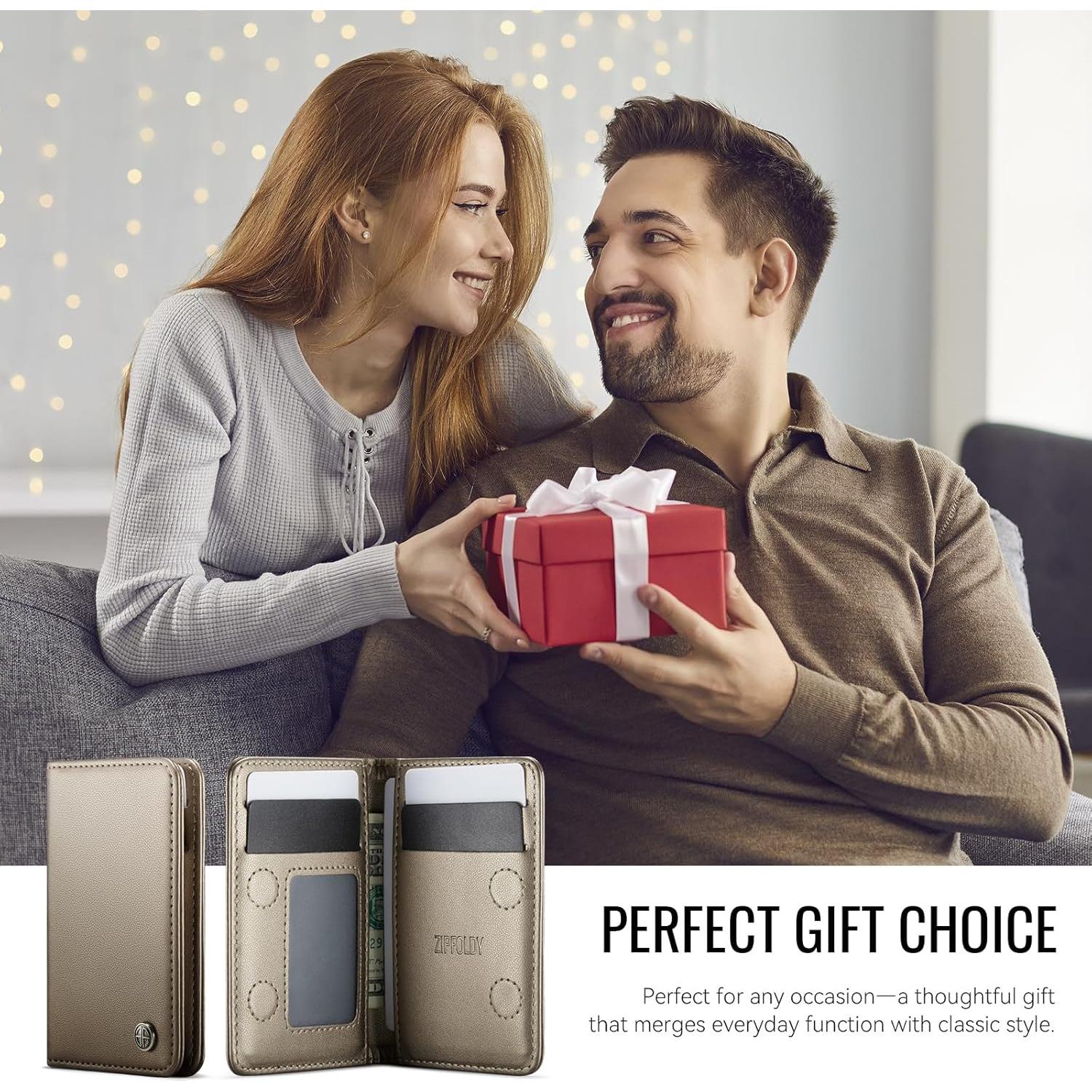 Billetera delgada RFID ZipFoldy Titanio para Hombres y Mujeres