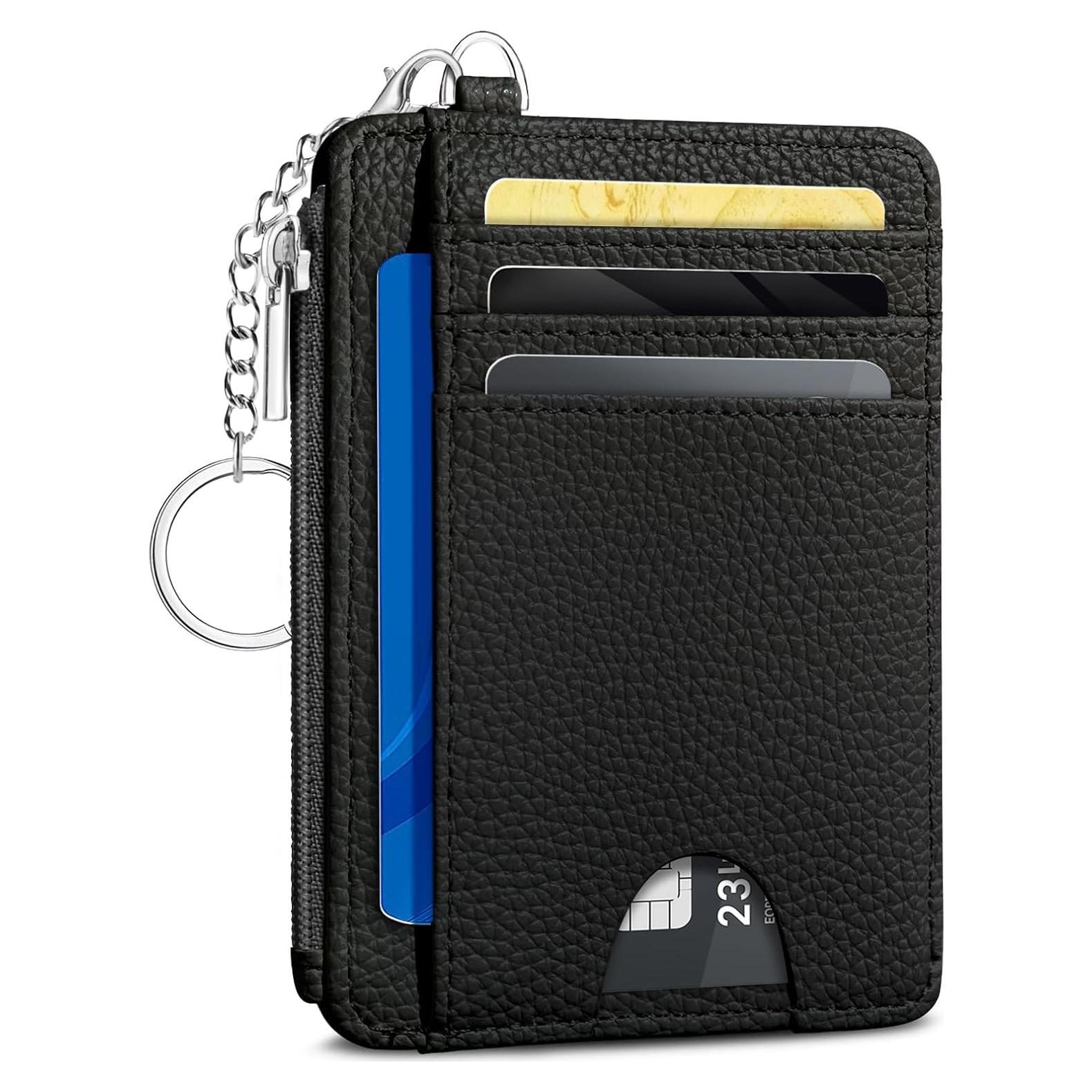 Cartera Minimalista Kelvoris Negra con Bloqueo RFID para Mujeres