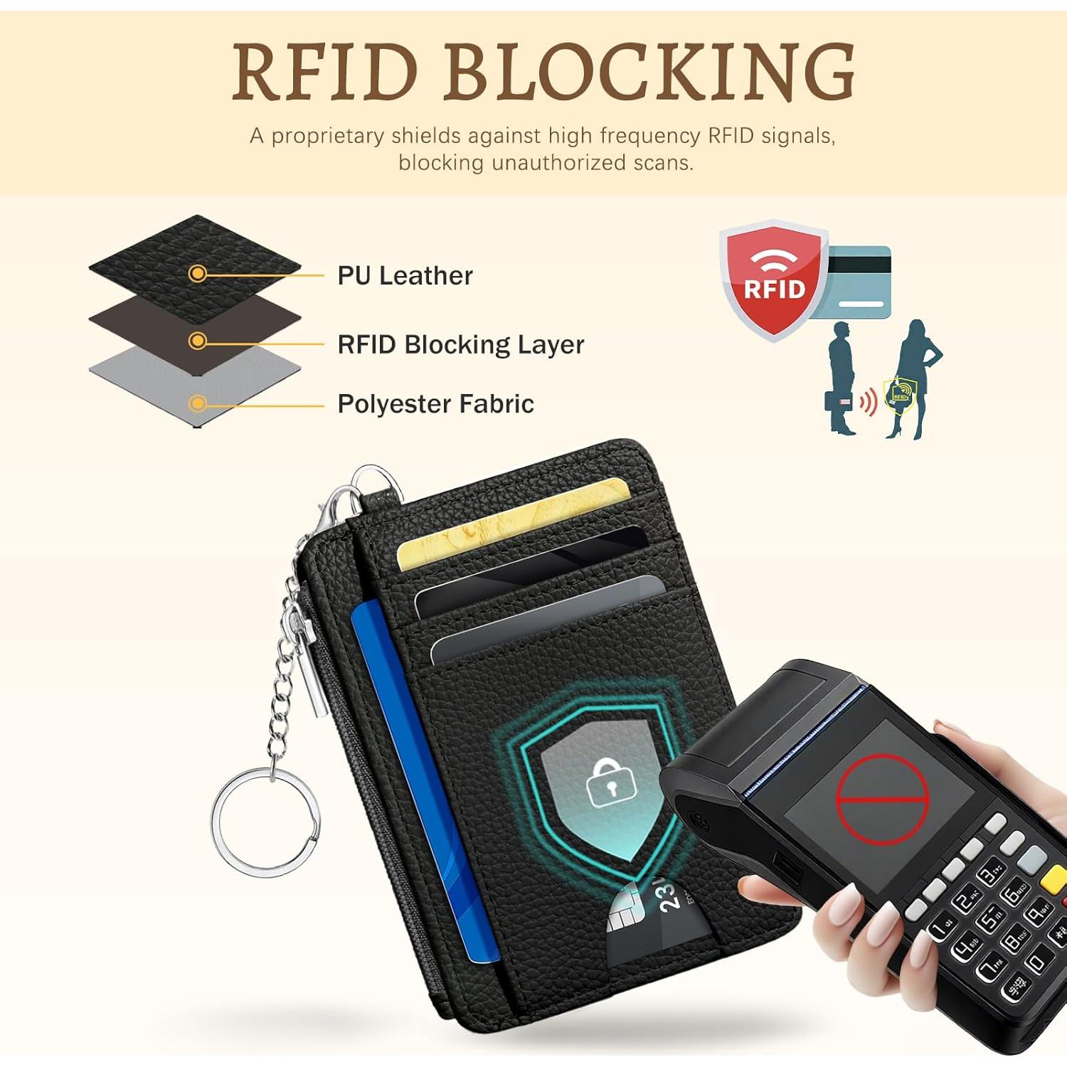 Cartera Minimalista Kelvoris Negra con Bloqueo RFID para Mujeres