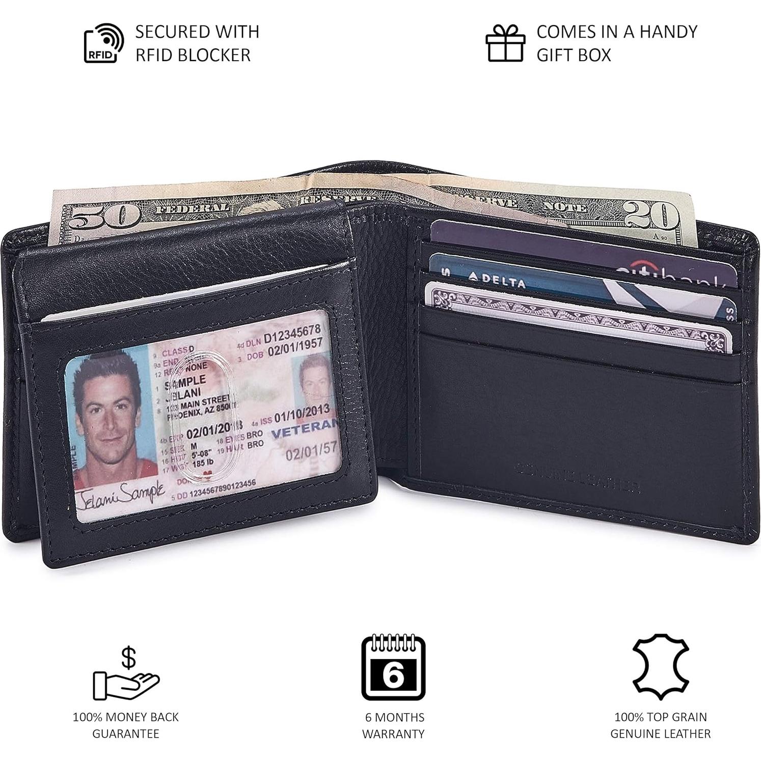 Billetera Bifold Cochoa Hombre Cuero Genuino Negro NAPA RFID