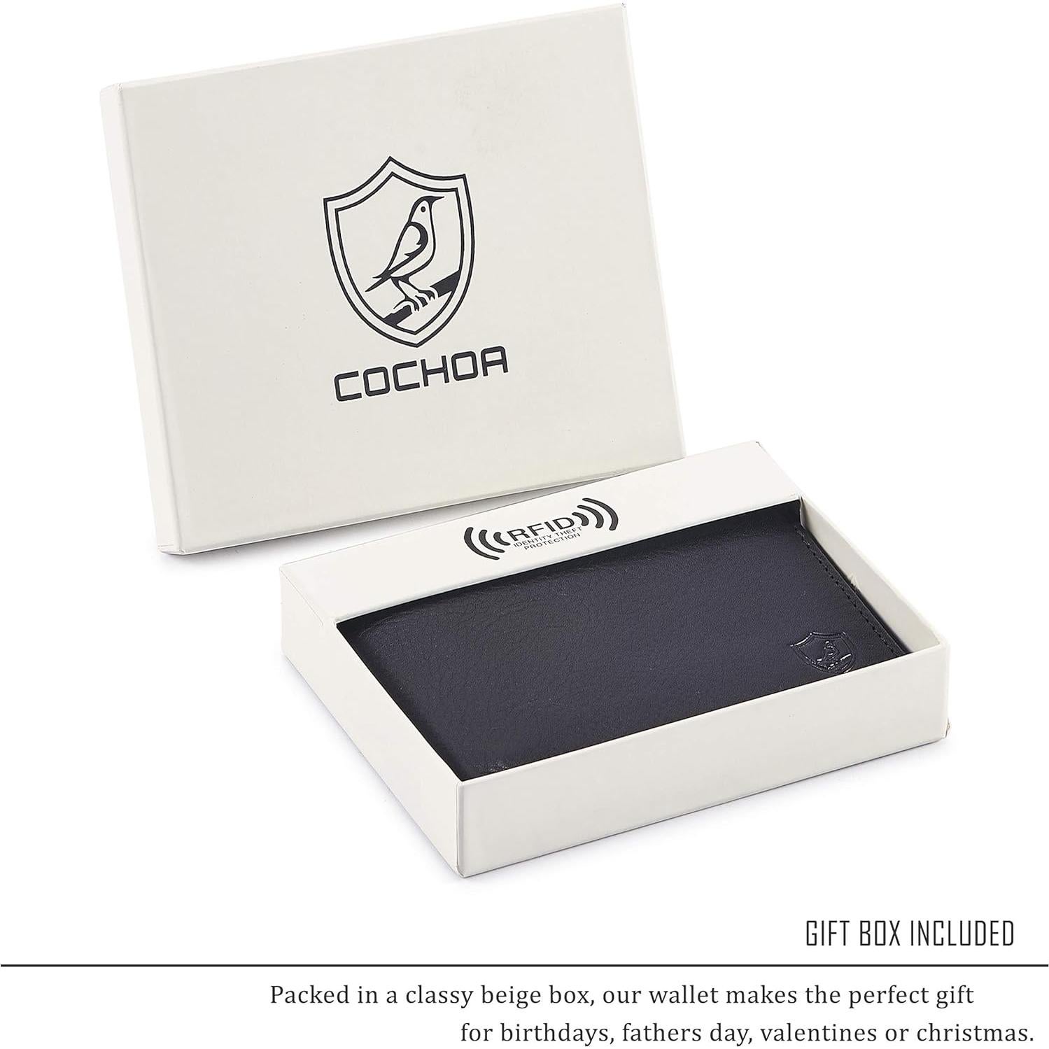 Billetera Bifold Cochoa Hombre Cuero Genuino Negro NAPA RFID