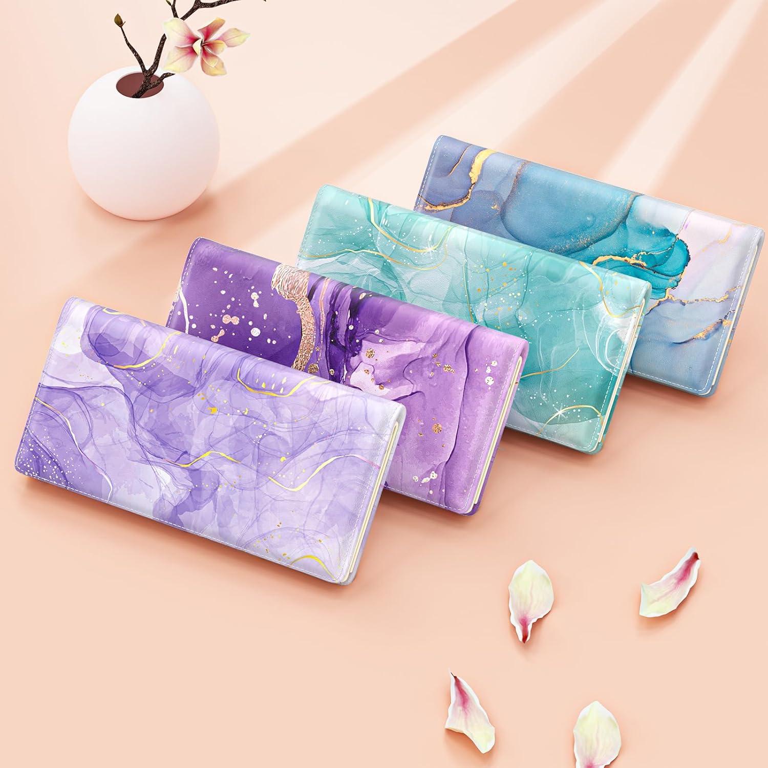 Billetera Bifolios TMOODEL Mujer RFID Mármol Abstracto Púrpura