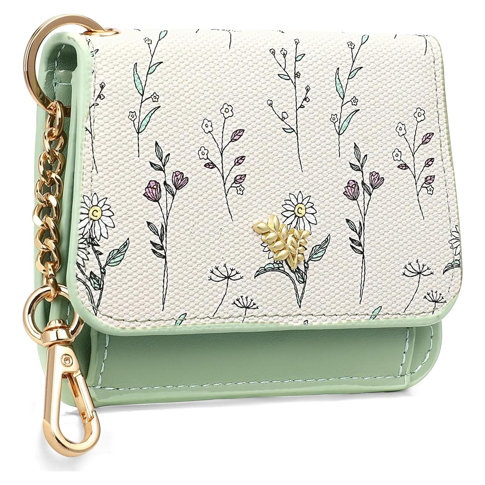 Cartera GAEKEAO Pequeña para Mujeres con Bloqueo RFID Verde