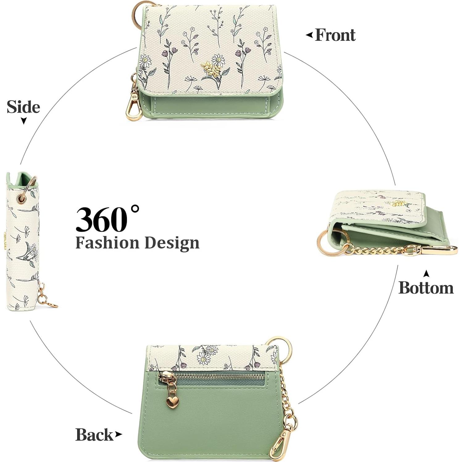 Cartera GAEKEAO Pequeña para Mujeres con Bloqueo RFID Verde