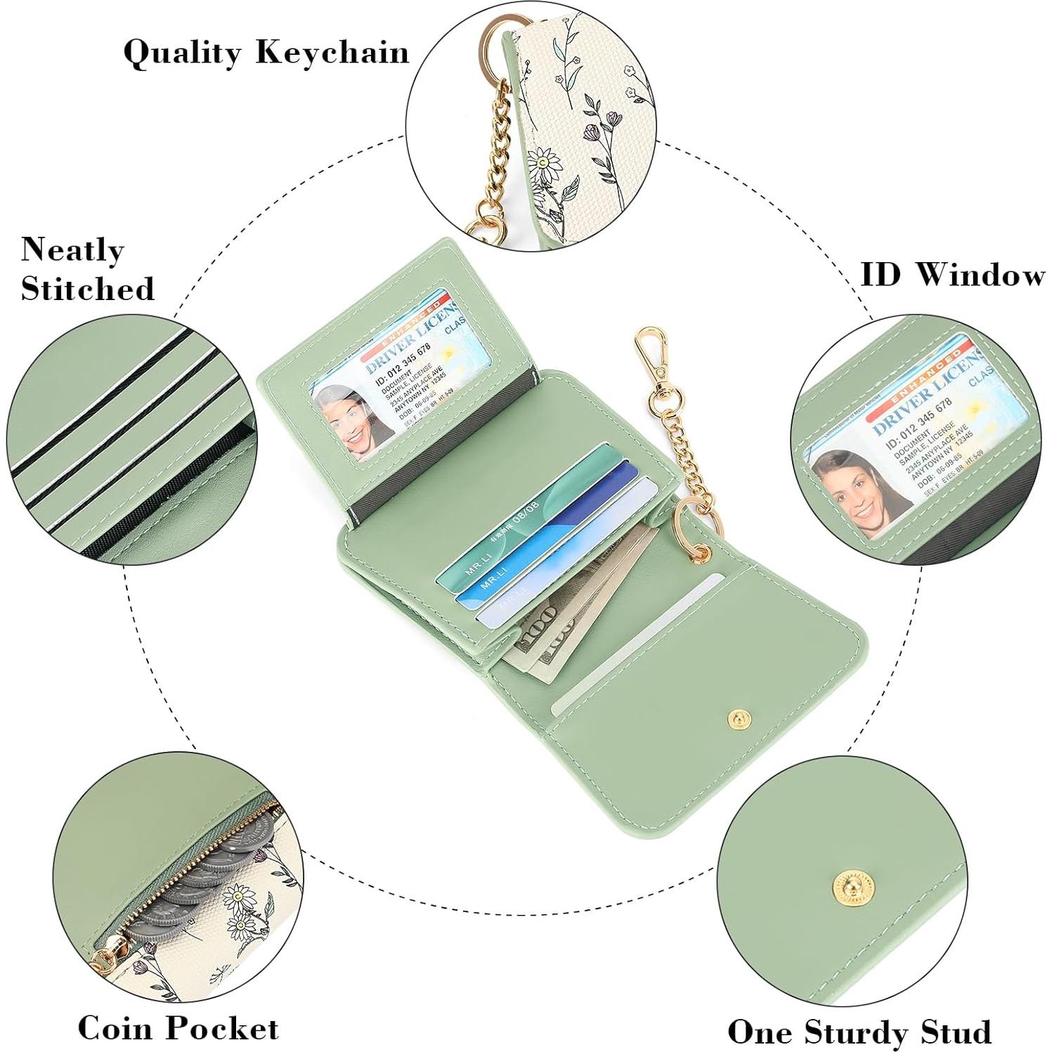 Cartera GAEKEAO Pequeña para Mujeres con Bloqueo RFID Verde