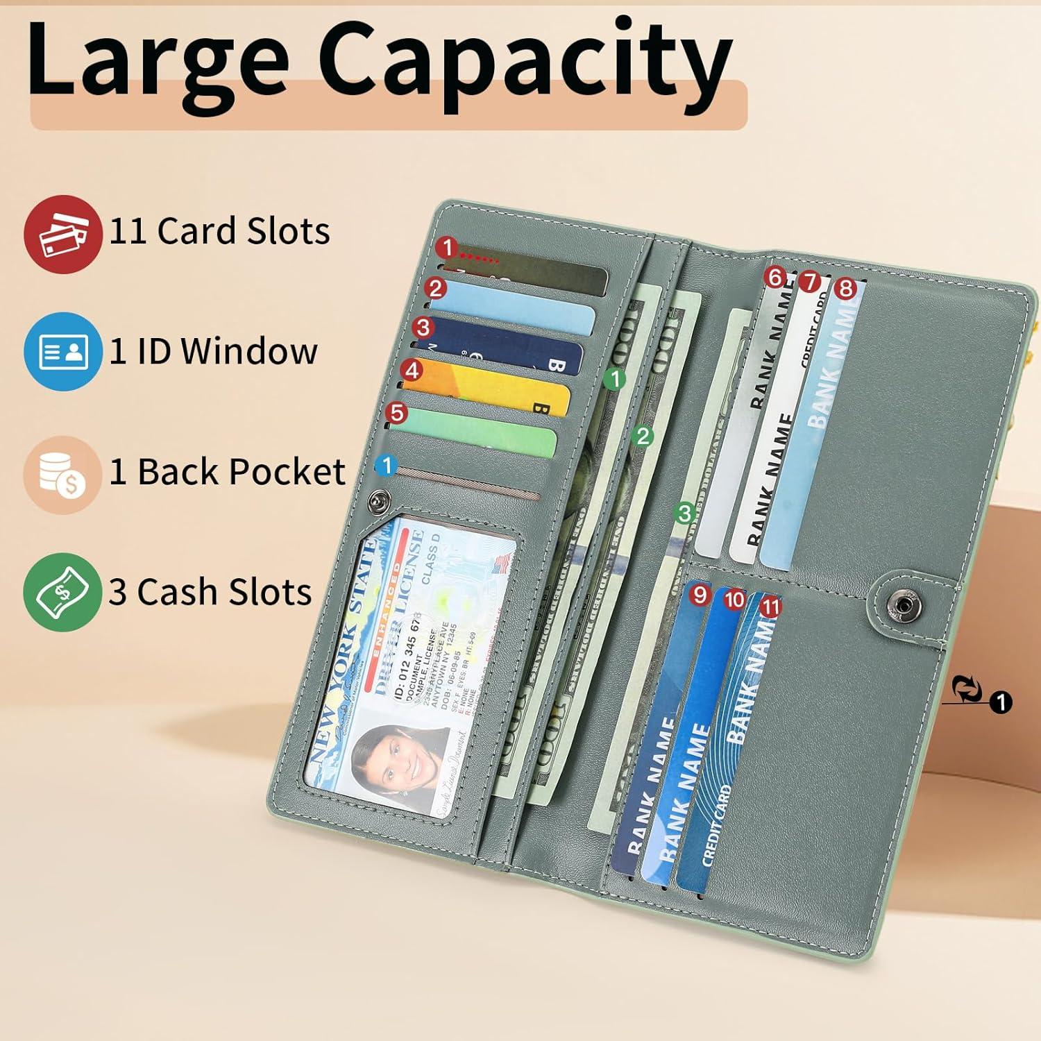 Billetera Falan Mule Ultra Slim Verde Claro para Mujeres RFID