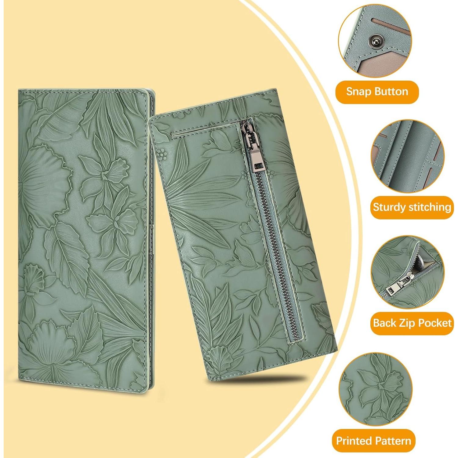 Billetera Falan Mule Ultra Slim Verde Claro para Mujeres RFID