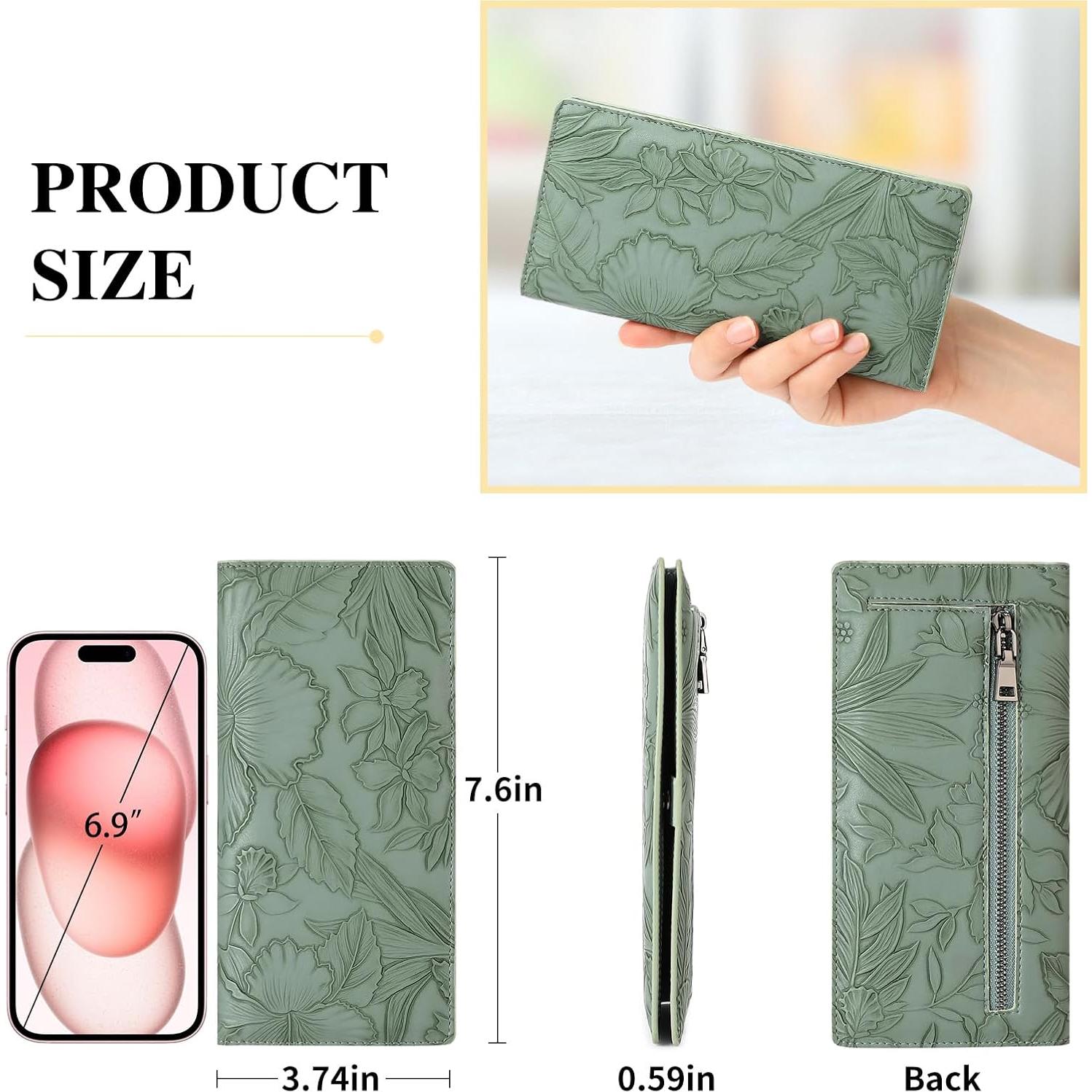 Billetera Falan Mule Ultra Slim Verde Claro para Mujeres RFID