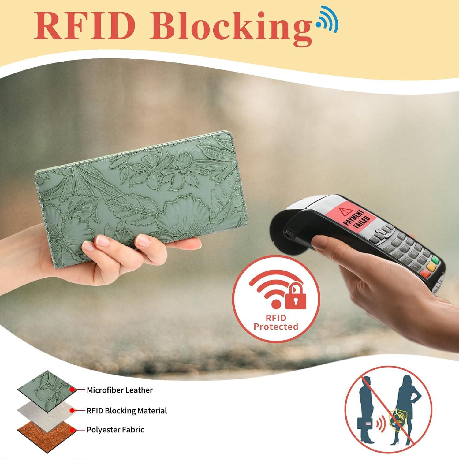 Billetera Falan Mule Ultra Slim Verde Claro para Mujeres RFID