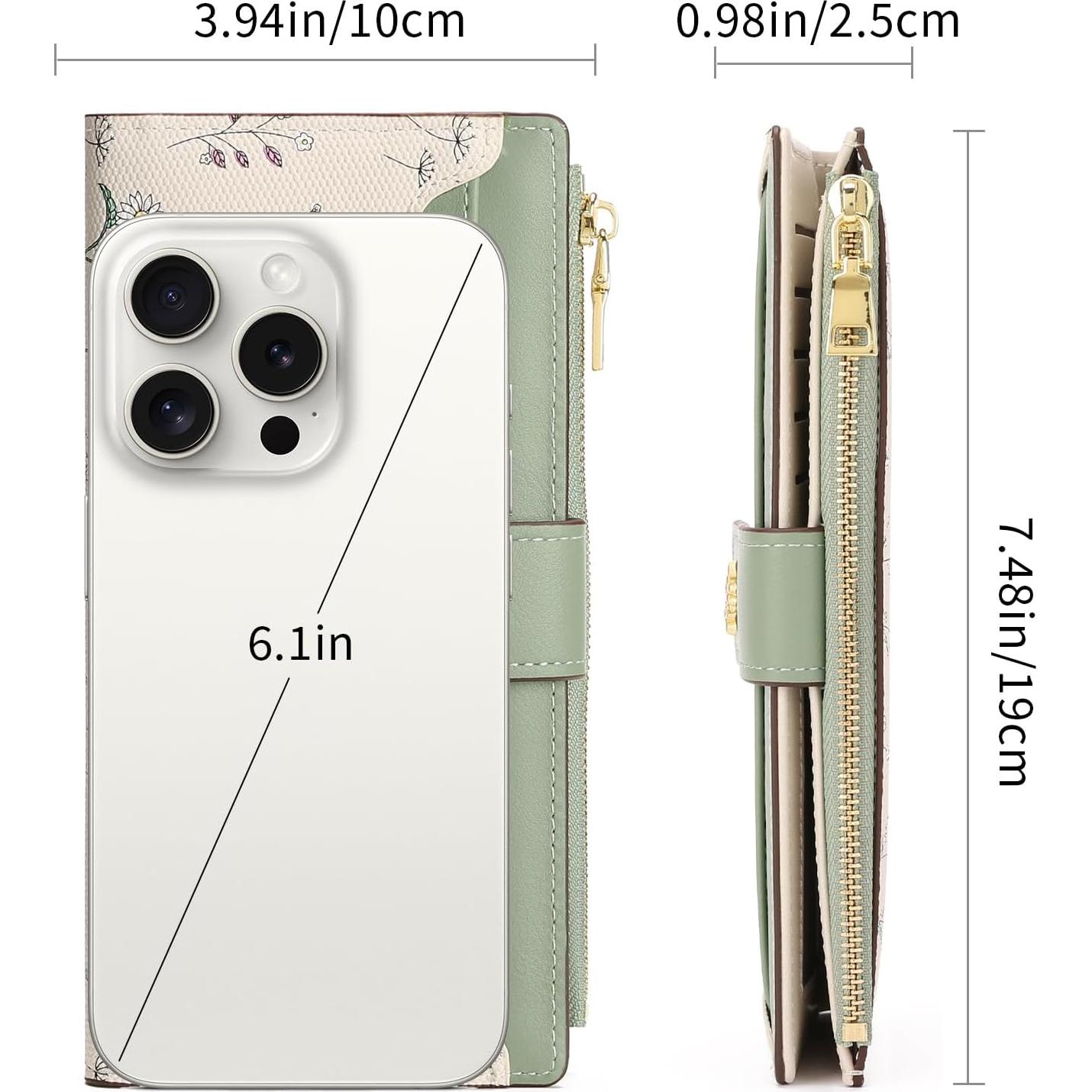 Cartera Slim GAEKEAO Verde Bloqueo RFID Cuero Vegano 19x10cm