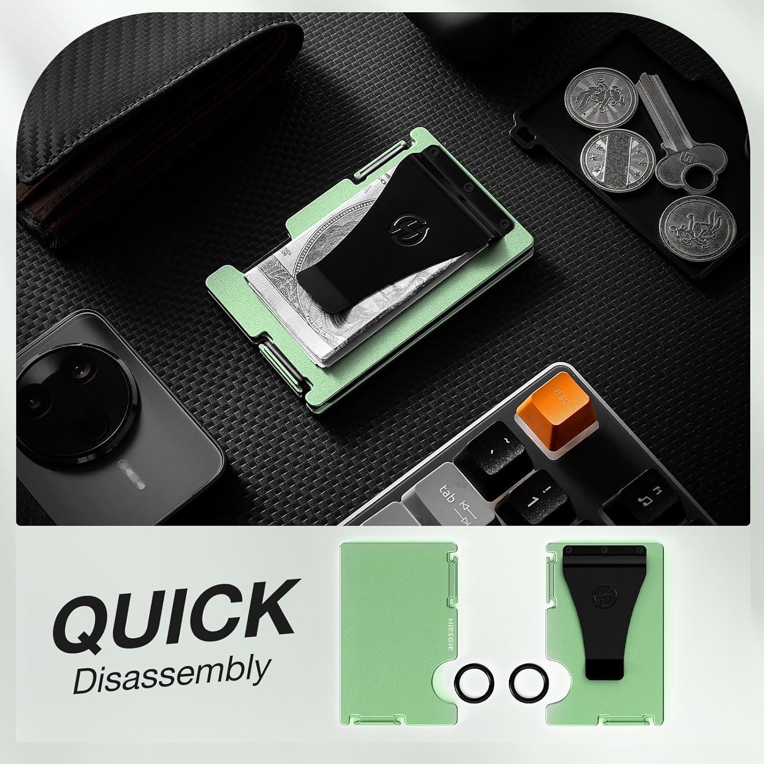 Billetera delgada HIESGIE para mujeres con bloqueo RFID verde