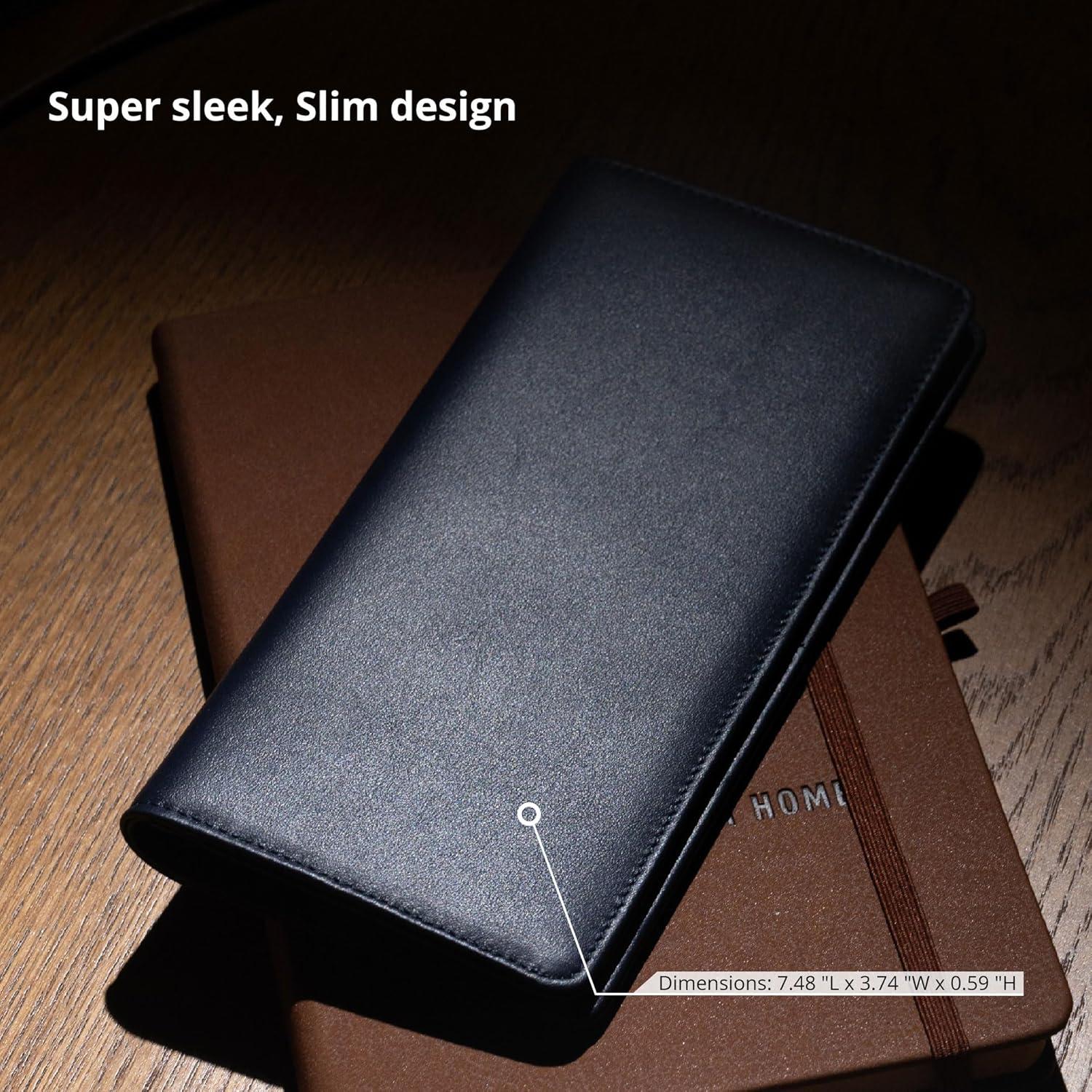 Cartera Bifold Slim Alldaily para Hombres con Bloqueo RFID - Cuero Negro