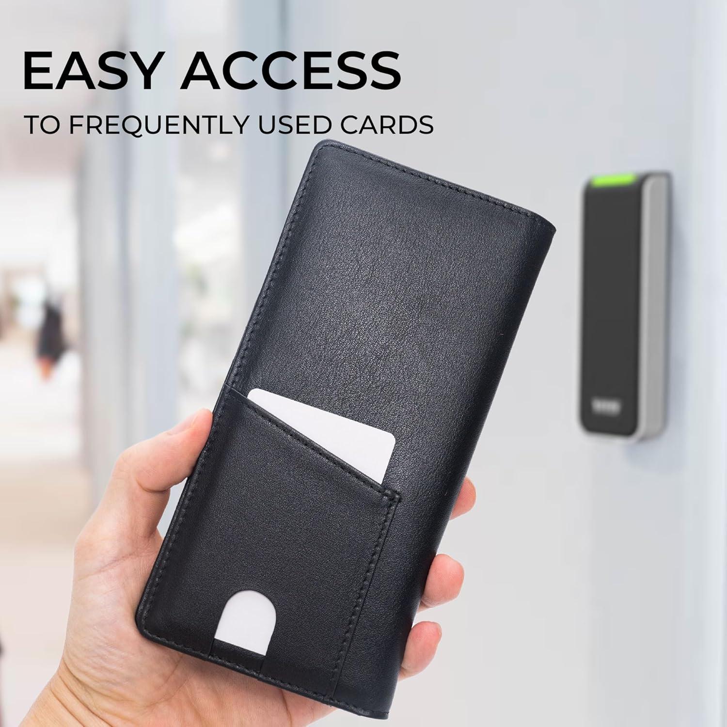 Cartera Bifold Slim Alldaily para Hombres con Bloqueo RFID - Cuero Negro